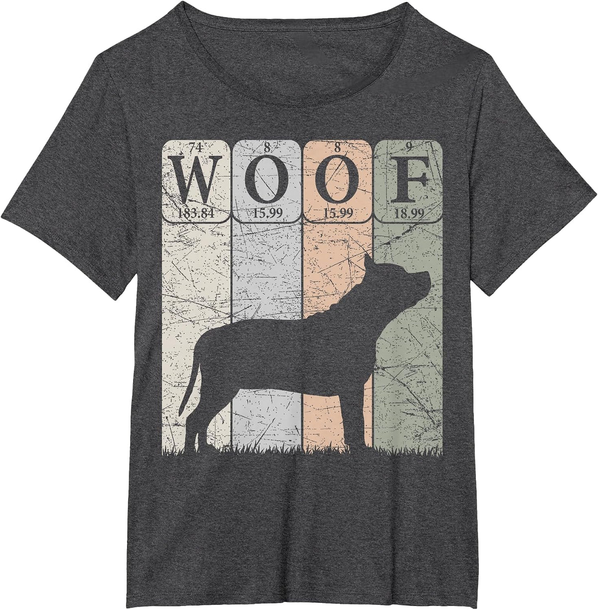 Staffordshire Bull Terrier Periodic Table Elements Woof T-Shirt - Dark Heather Grey
