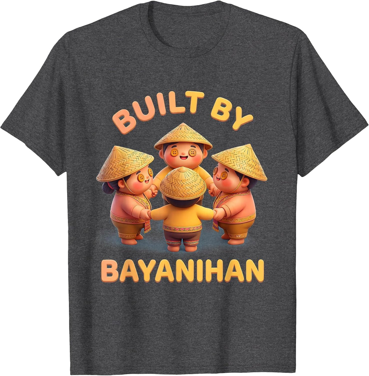 Built by Bayanihan Filipino Pride Design T-Shirt - Dark Heather Grey
