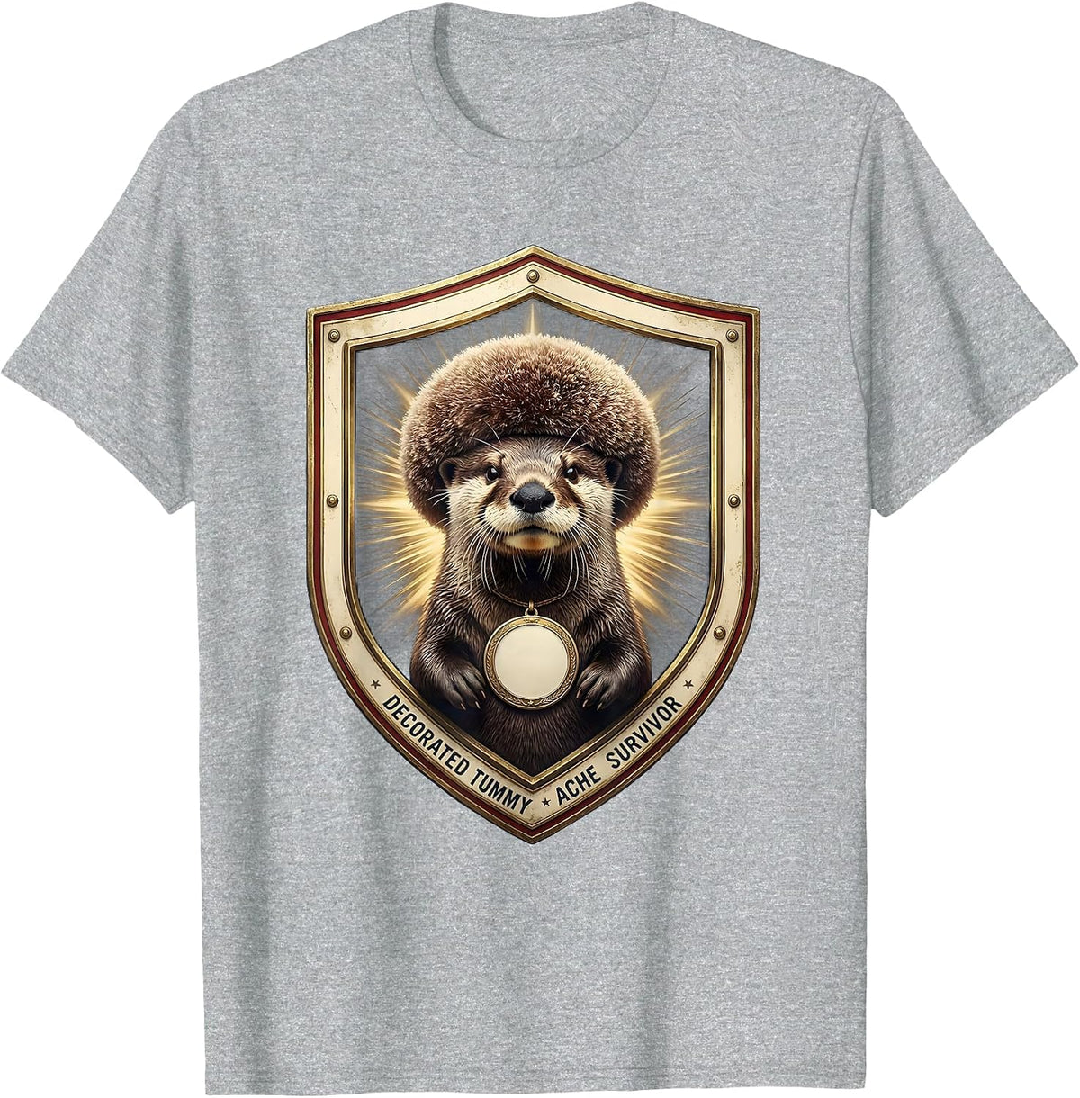 Men's Decorated Tummy Ache Survivor Funny Animal Meme Humor T-Shirt - Heather Grey