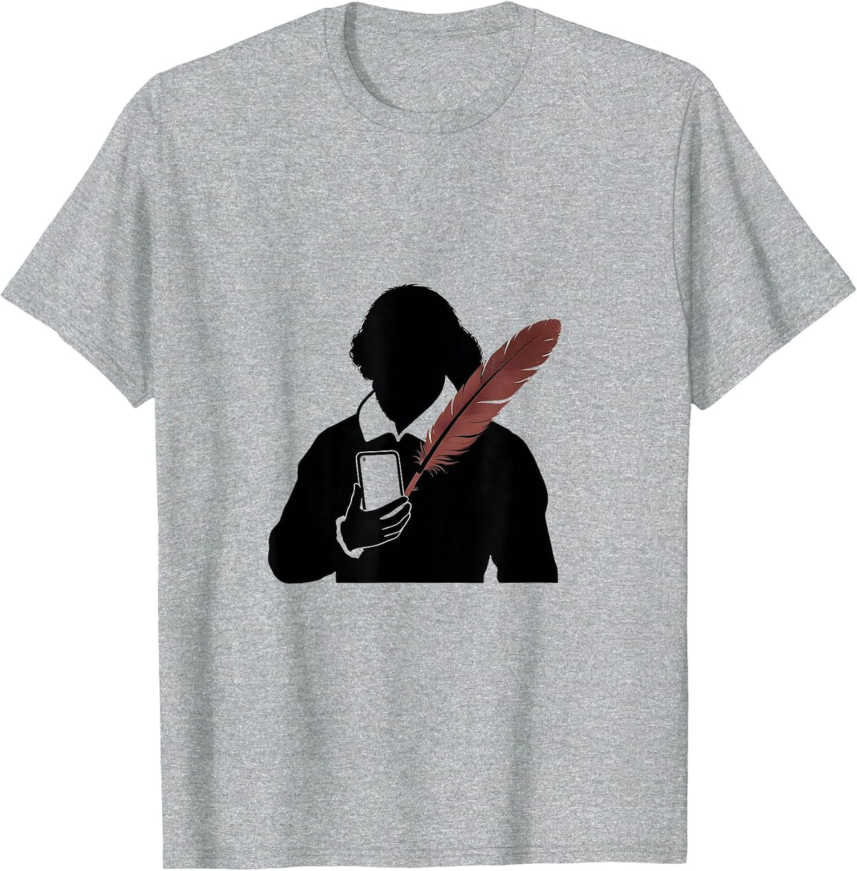 Men's Shakespeare Silhouette Minimalist English Literature Humor T-Shirt - Heather Grey