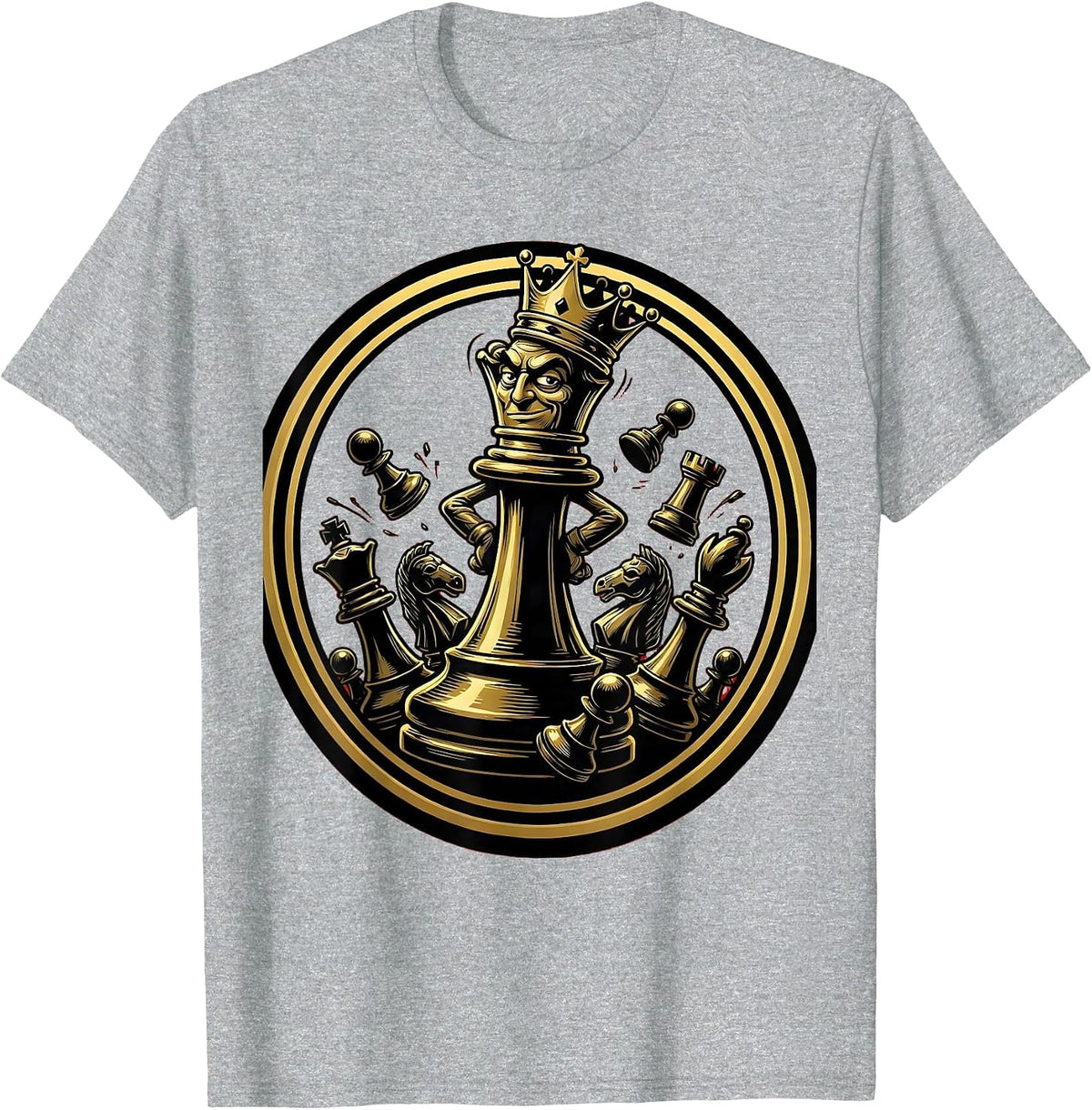Men's Chaos Coordinator Chess King Graphic T-Shirt - Heather Grey