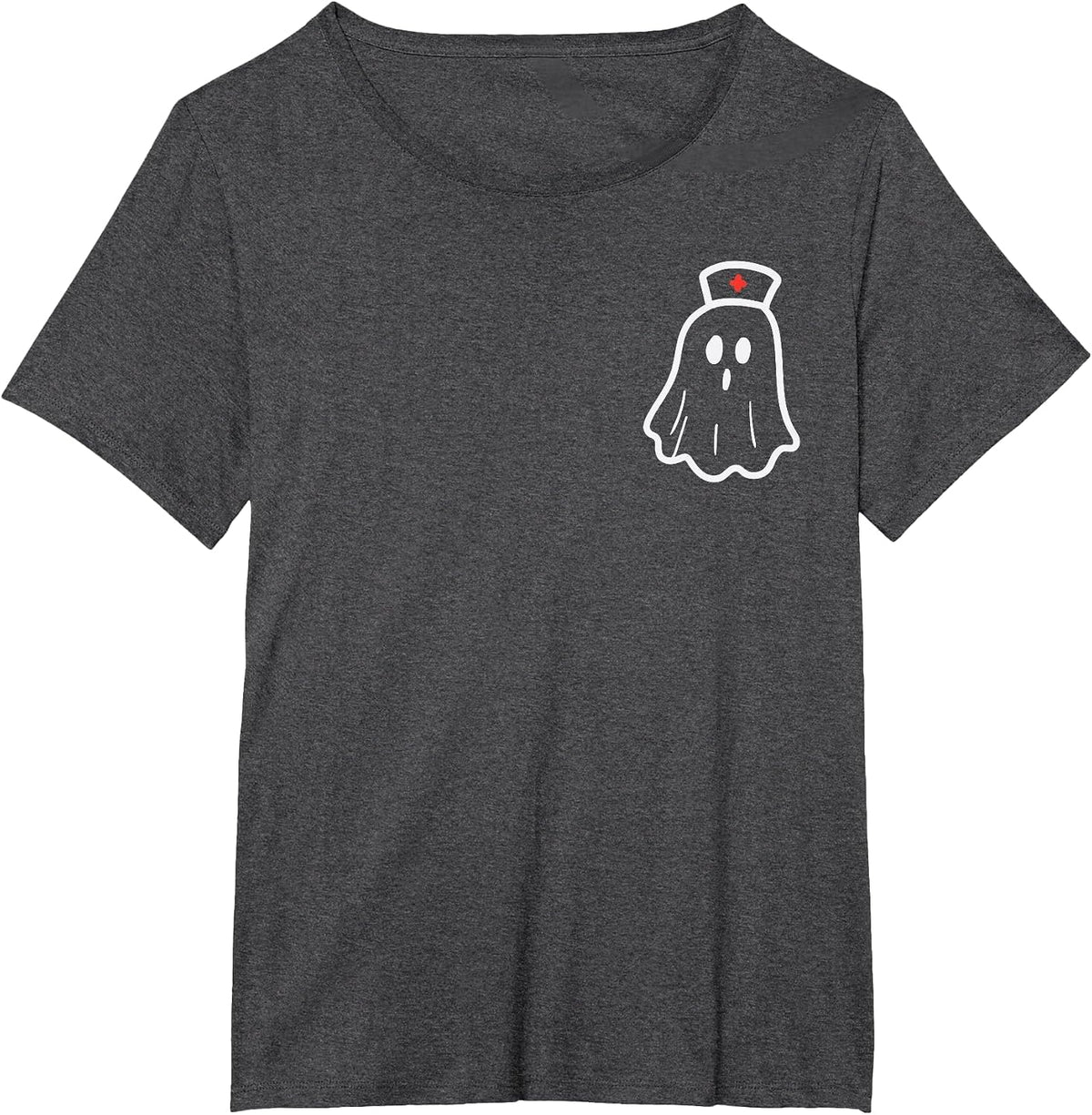 Ghost Nurse Halloween Costume Retro Fall Scrub Top Women T-Shirt - Dark Heather Grey
