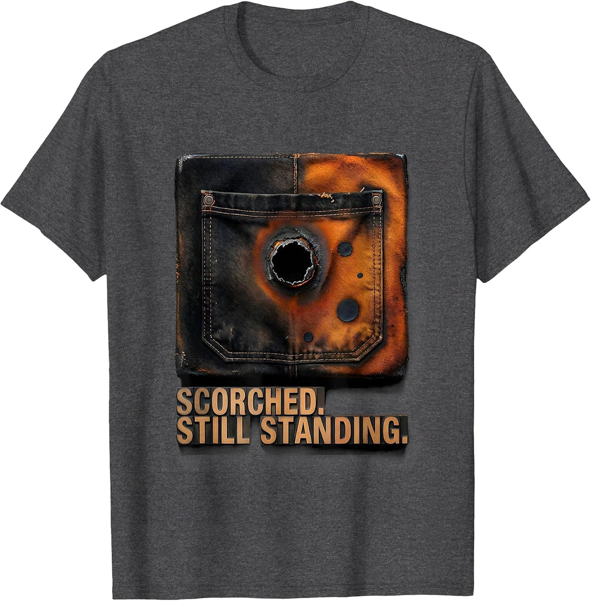 Scorched Still Standing Funny Welder Metal Worker Trade T-Shirt - Dark Heather Grey