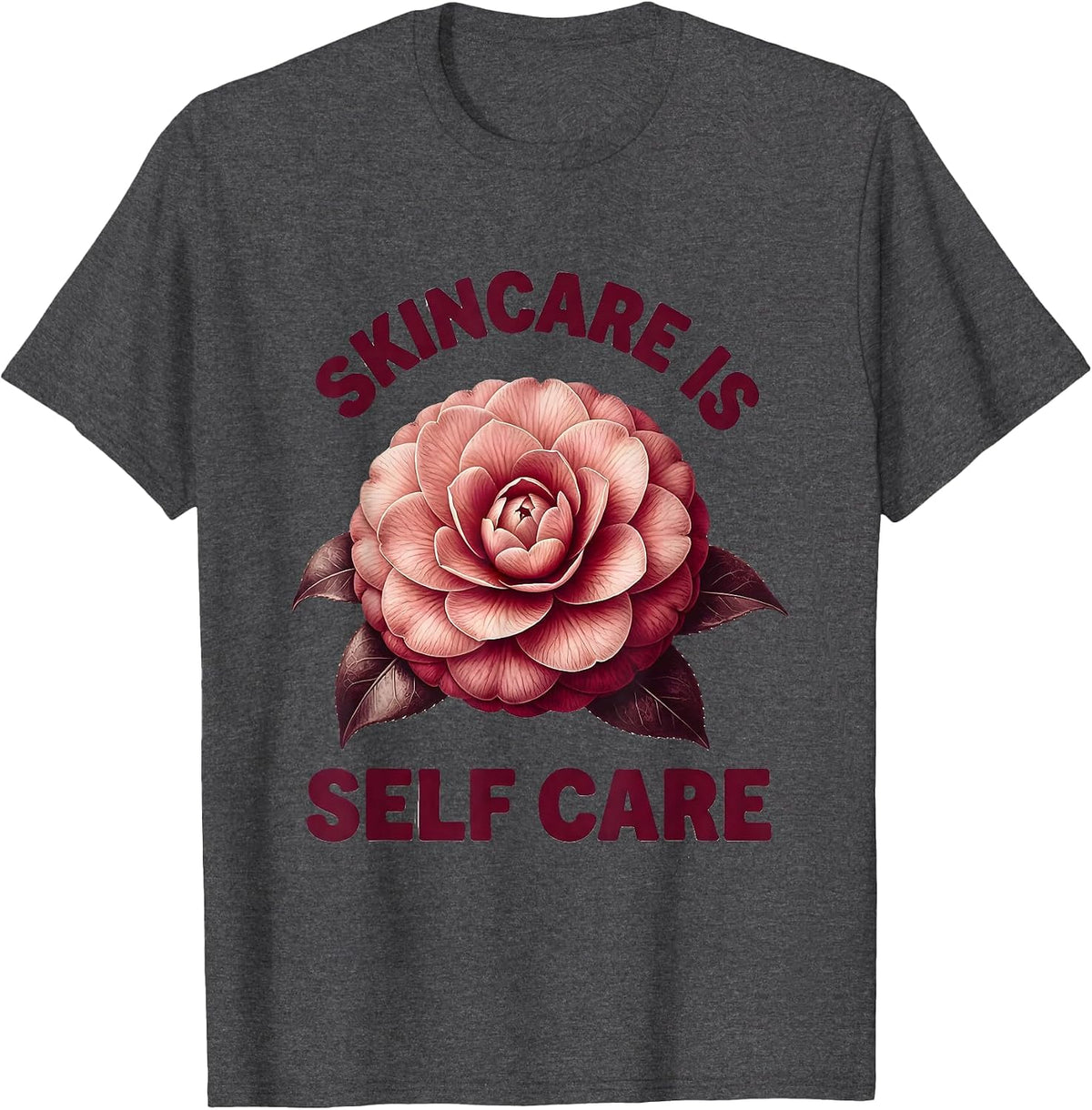 Skincare Is Self Care K-Beauty Inspirational Design T-Shirt - Dark Heather Grey