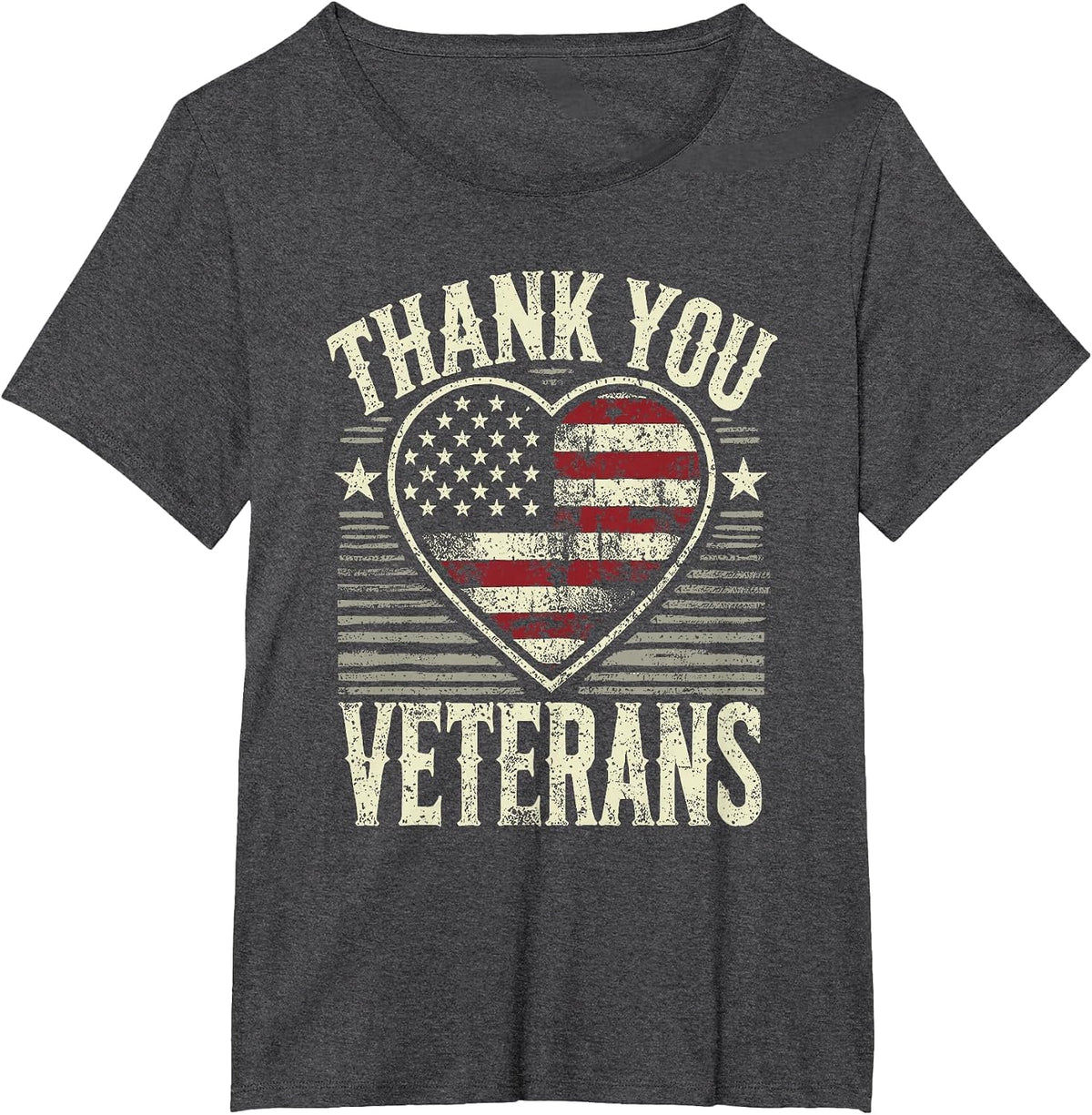 Thank You Veterans Patriotic American Flag Veterans Day 2024 T-Shirt - Dark Heather Grey