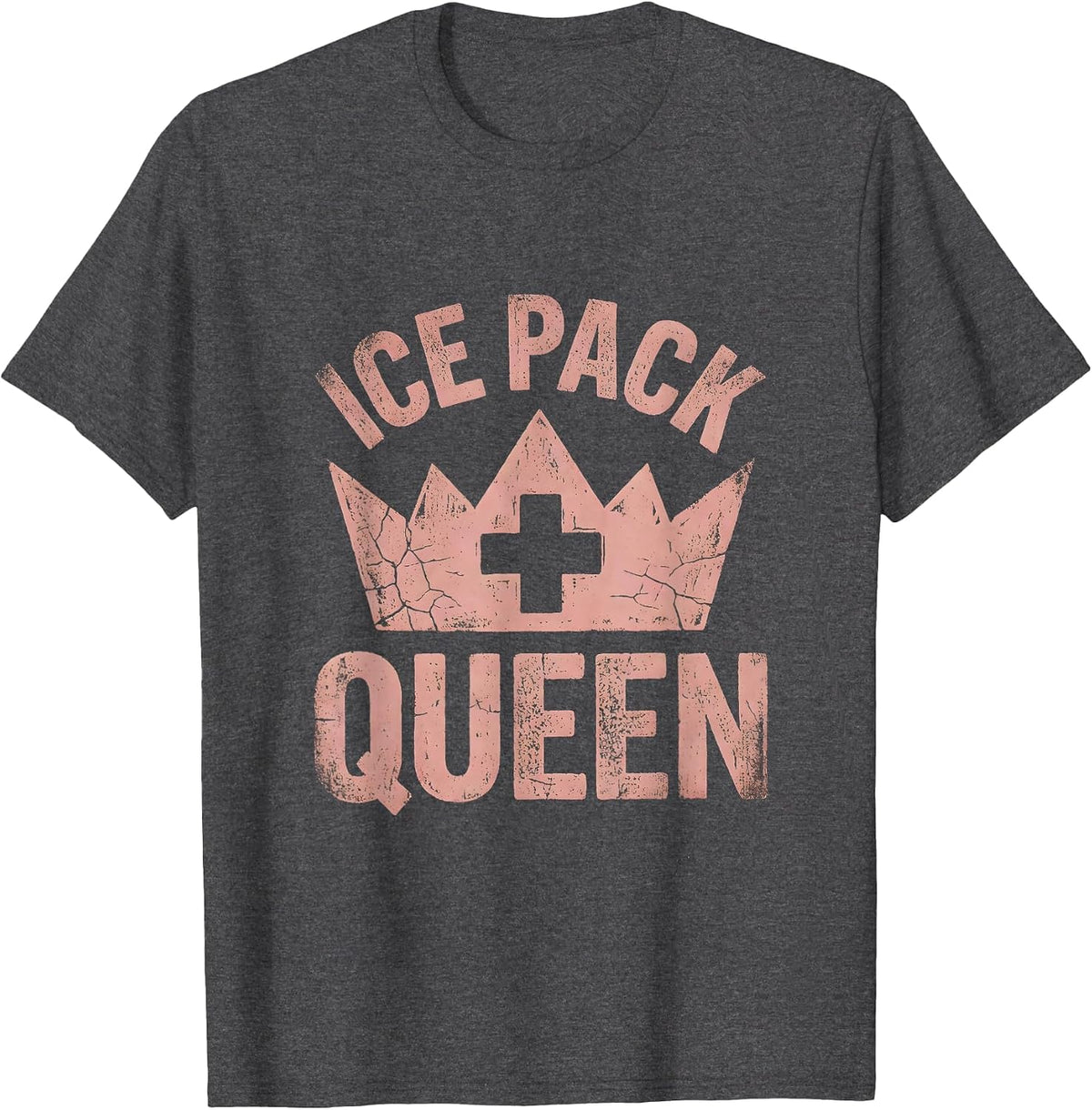Ice Pack Queen School Nurse Design T-Shirt - Dark Heather Grey