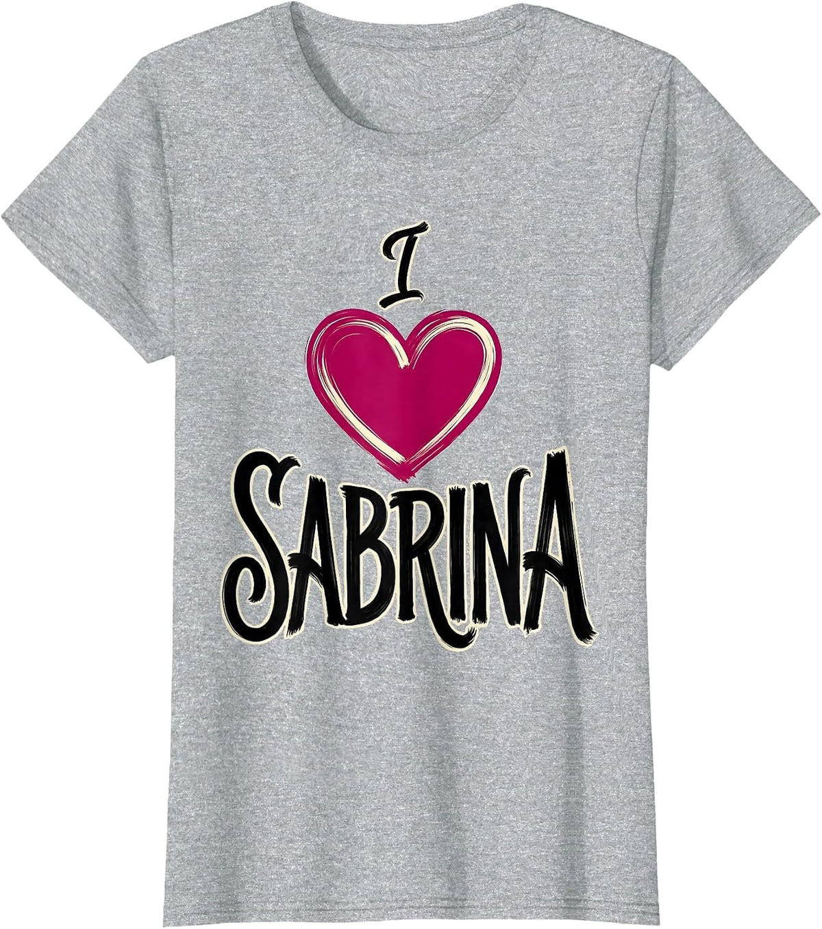 Women's I Heart Sabrina Sign Painter Heart Name Pride Retro Gift T-Shirt - Heather Grey