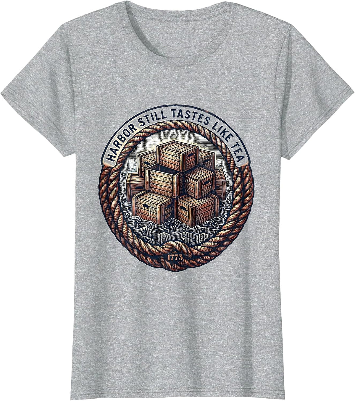 Harbor Still Tastes Like Tea Patriotic Humor History Teacher T-Shirt - Heather Grey
