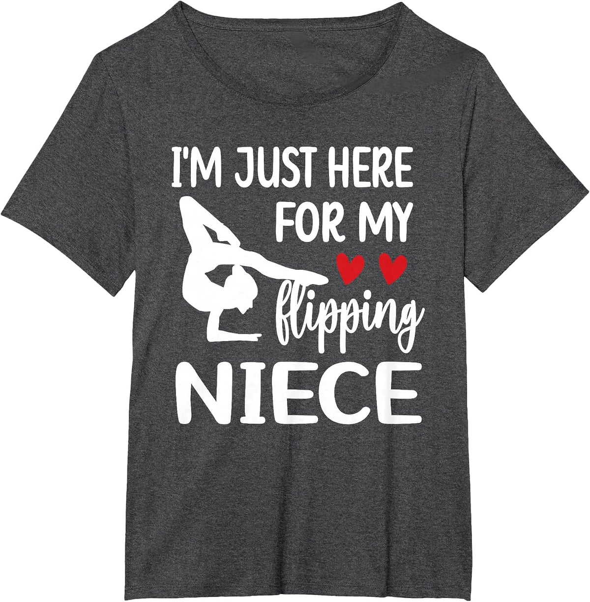 Here for My Niece Gymnastics Aunt Gymnast Auntie T-Shirt - Dark Heather Grey