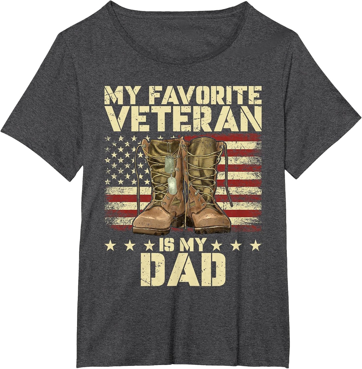 Father Veterans Day My Favorite Veteran is My Dad for Kids T-Shirt - Dark Heather Grey