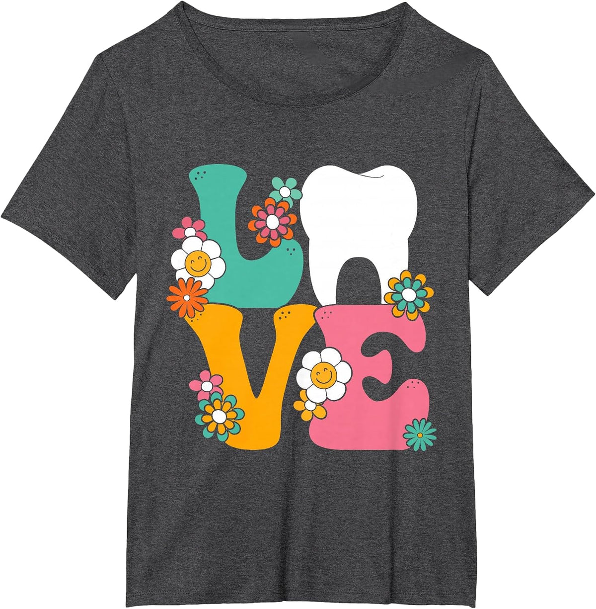Dental Hygienist Love Tooth Dental Assistant Dentist T-Shirt - Dark Heather Grey