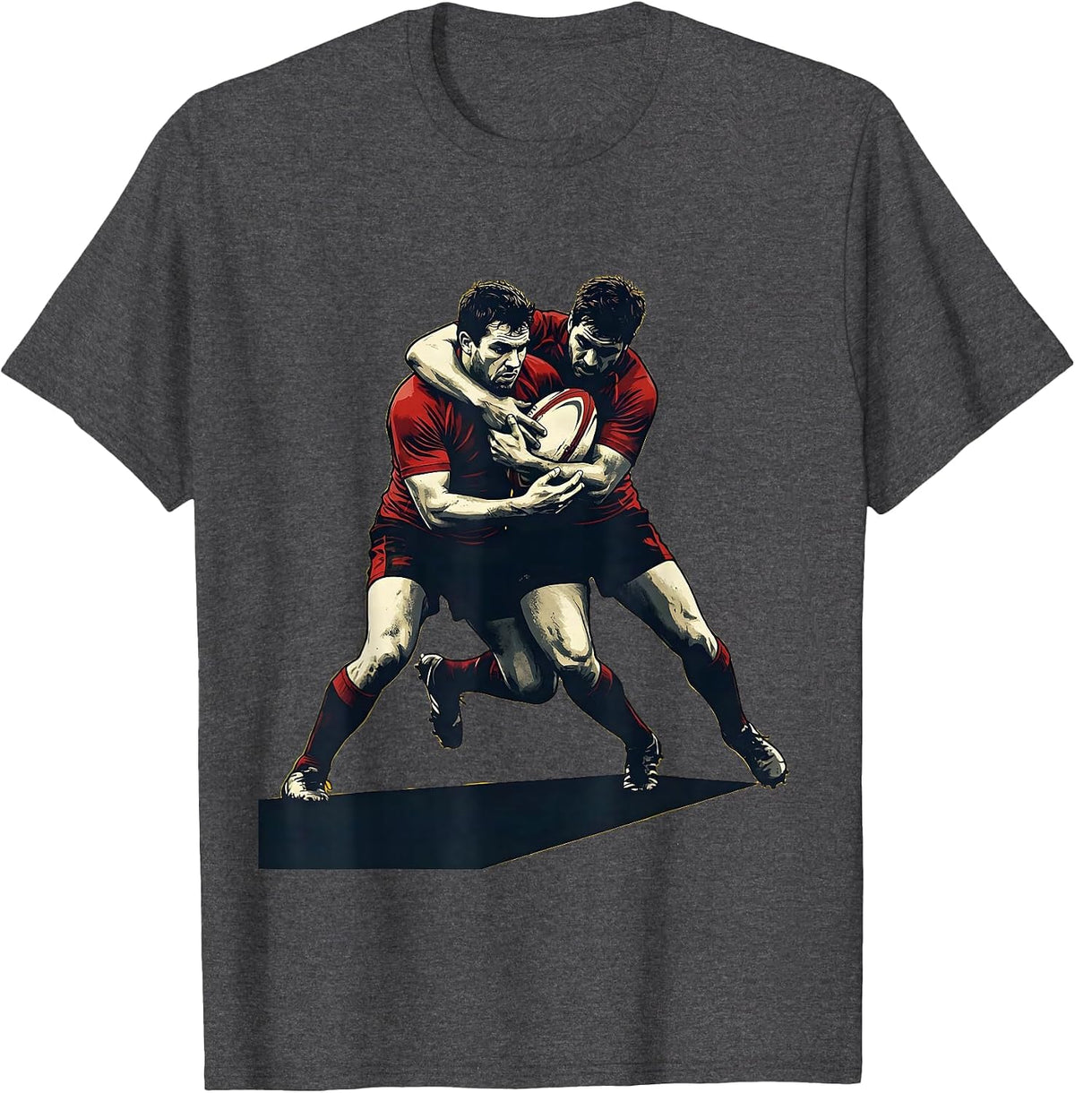 Men's Rugby Fierce Tackle Graphic Illustration T-Shirt - Dark Heather Grey