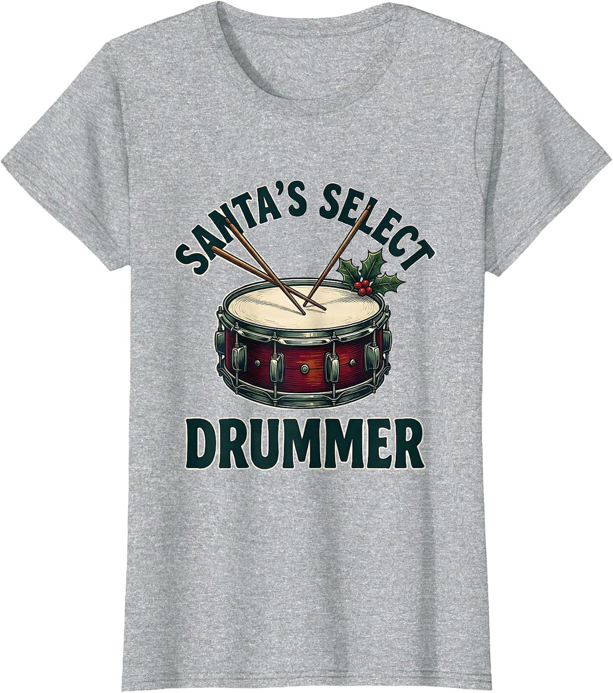 Santa's Select Drummer Funny Christmas Drummer Gift T-Shirt - Heather Grey