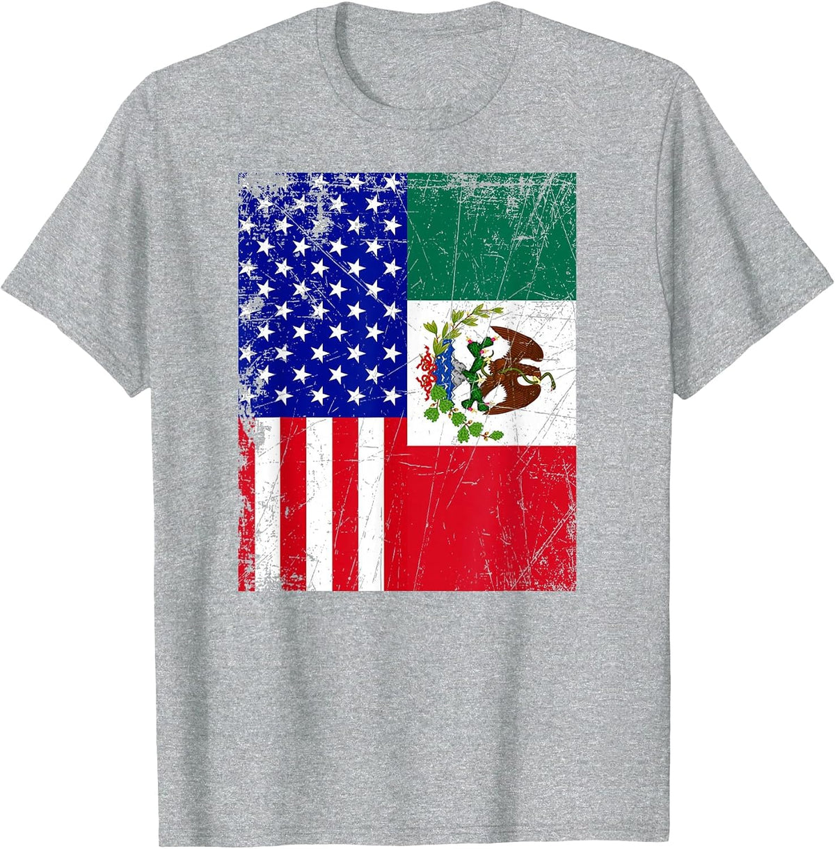 Mexican American Flag Shirt | Half Mexico Half USA T-Shirt T-Shirt - Heather Grey