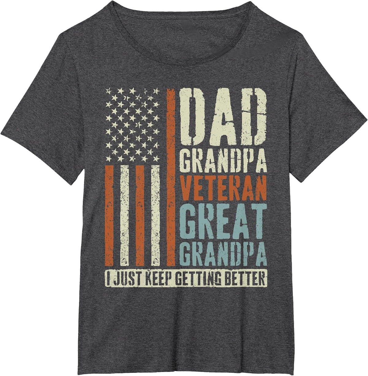 Dad Grandpa Veteran Great Grandpa T-Shirt - Dark Heather Grey