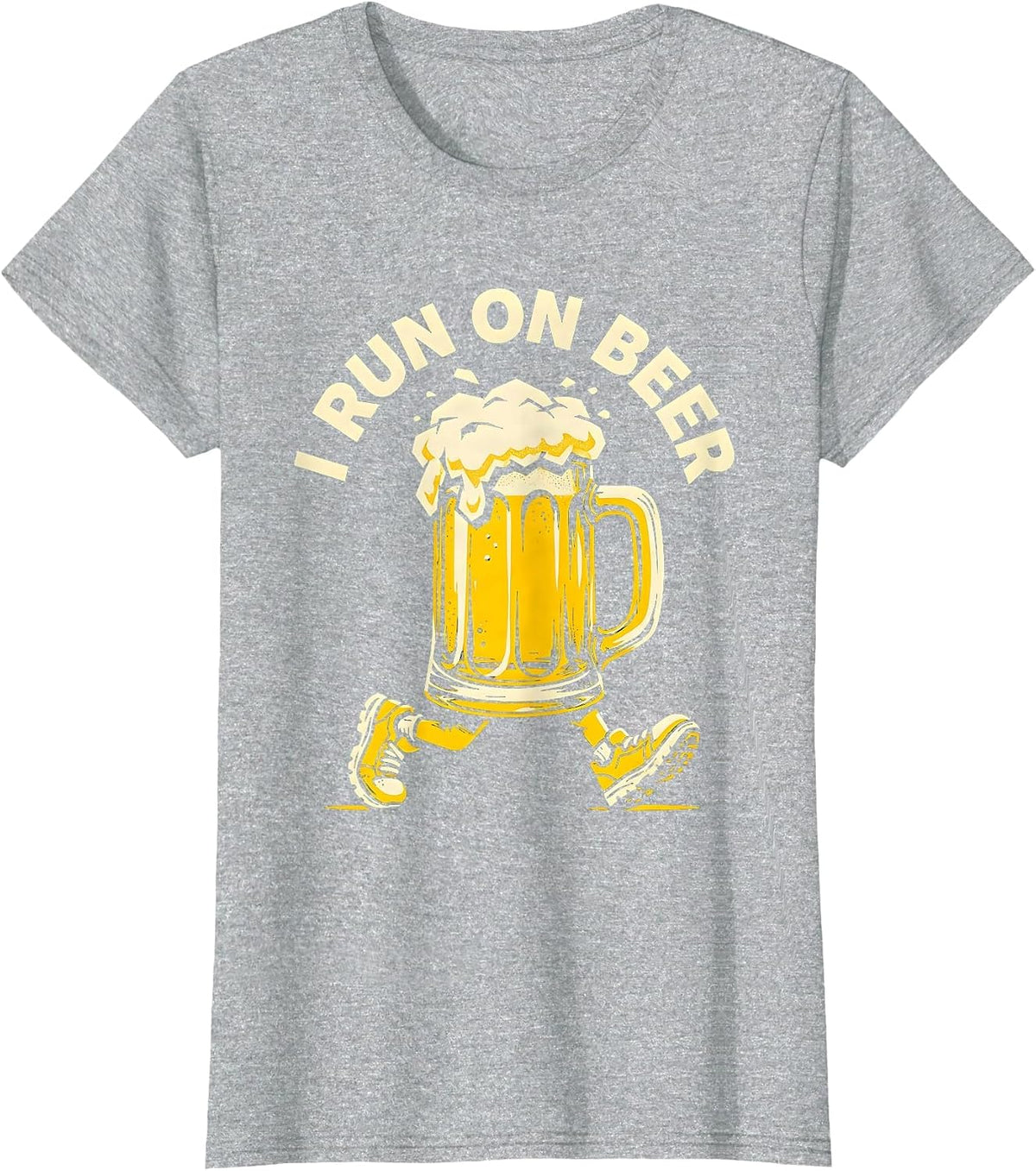 I Run On Beer Funny Drinking Humor Design T-Shirt - Heather Grey