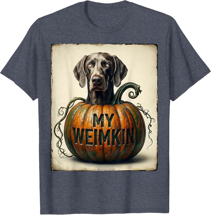 My Weimkin Vintage Weimaraner Halloween Dog Lover Costume T-Shirt - Heather Blue