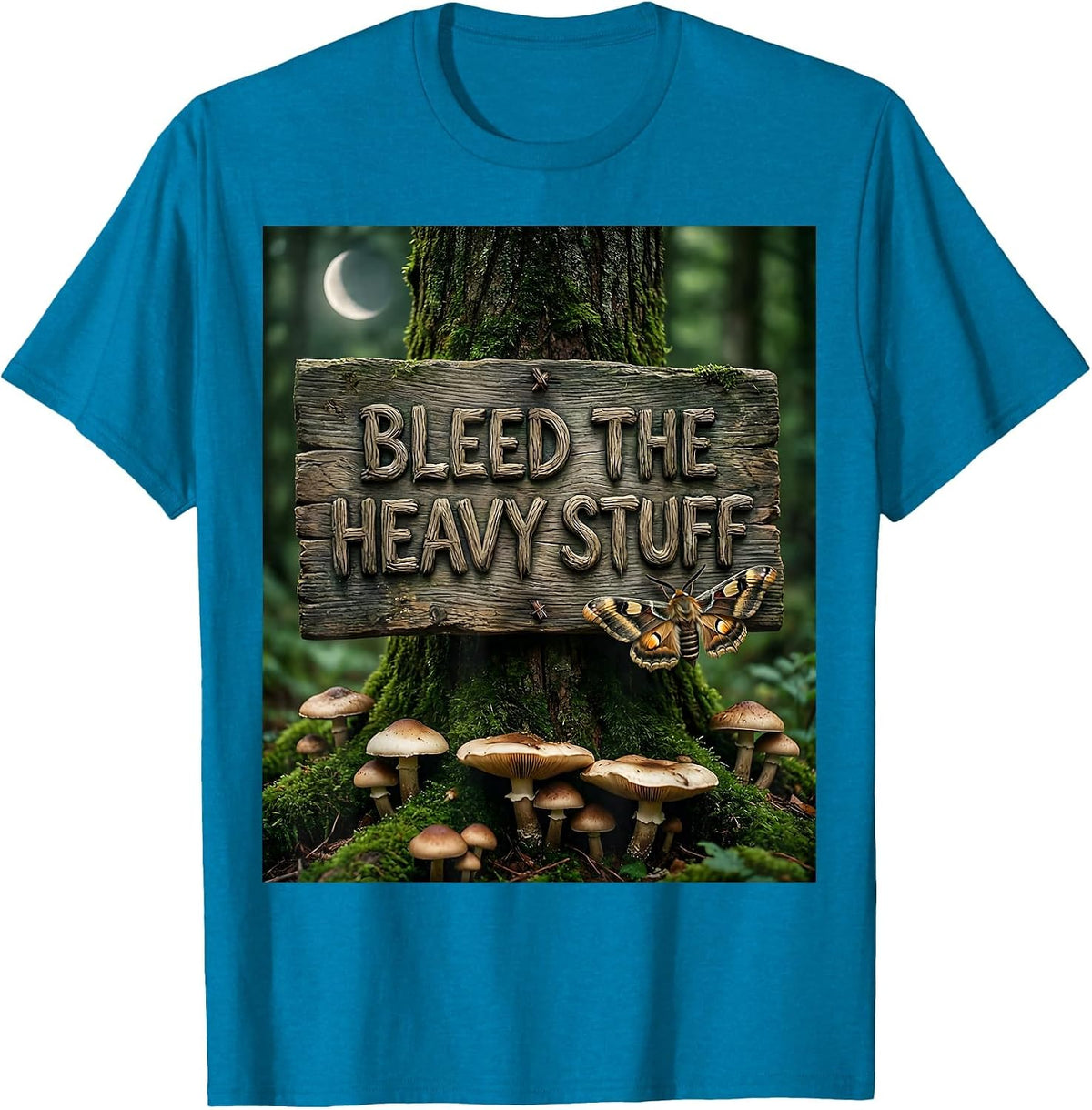 Bleed the Heavy Stuff Metal Band Graphic Design T-Shirt - Sapphire Blue