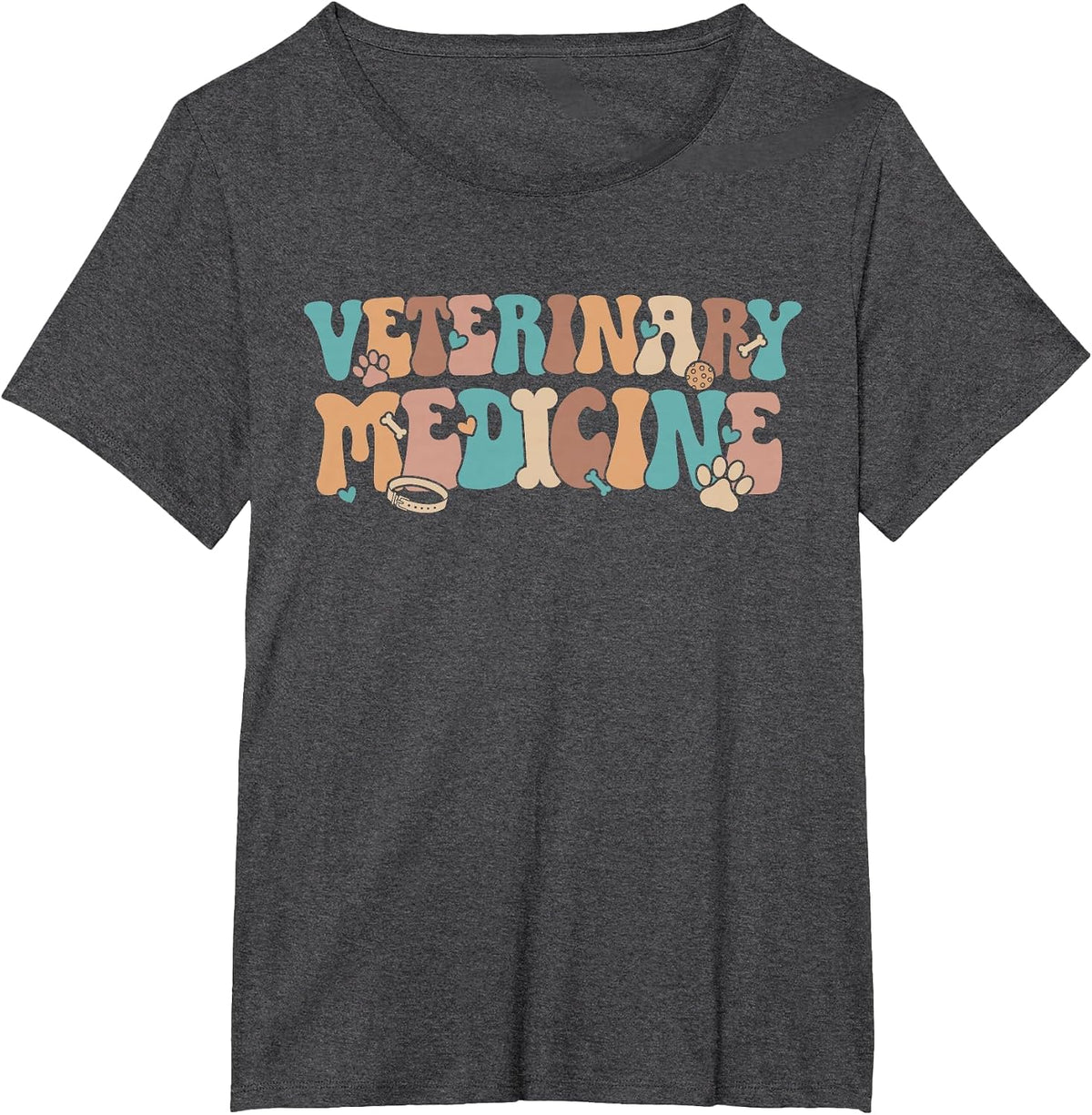 Veterinary Medicine Groovy Vet Med Veterinarian T-Shirt - Dark Heather Grey