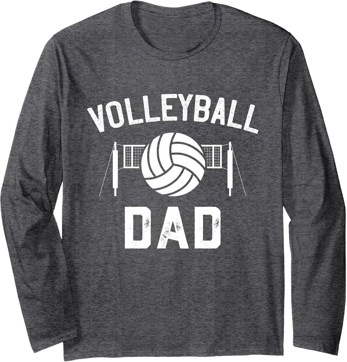 Volleyball Dad Gift for Men Volleyball Daughter Game Day Long Sleeve T-Shirt - Adult Unisex Dark Heather Grey