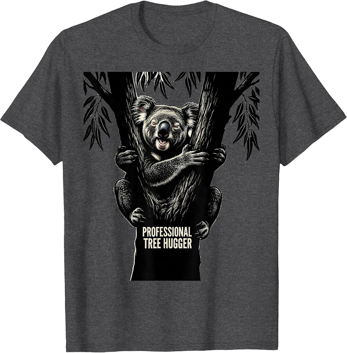 Men's Professional Tree Hugger Funny Koala Animal Lover Humor T-Shirt - Dark Heather Grey