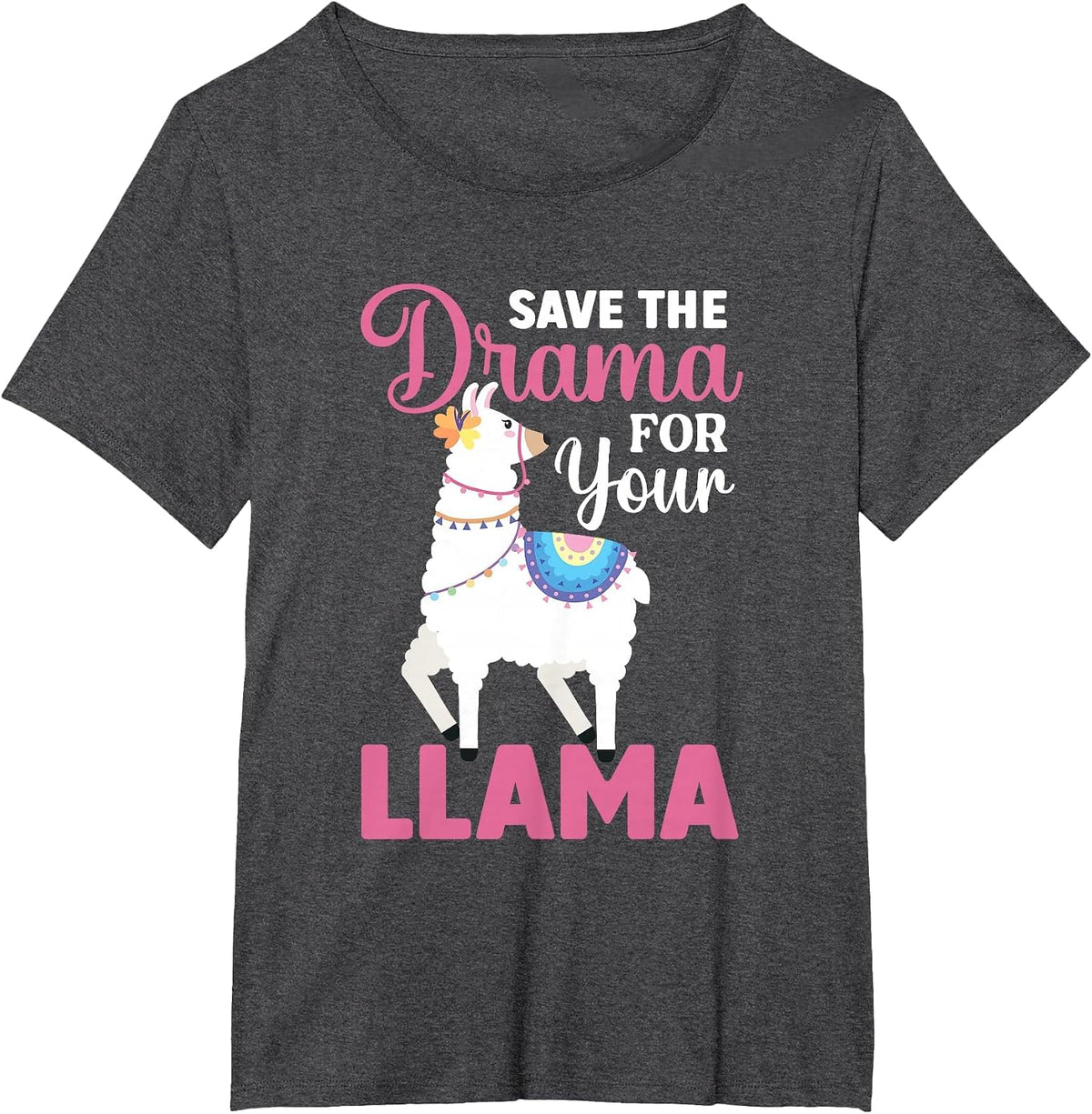 Save The Drama for Your Llama Alpacas Llamas Lama T-Shirt - Dark Heather Grey