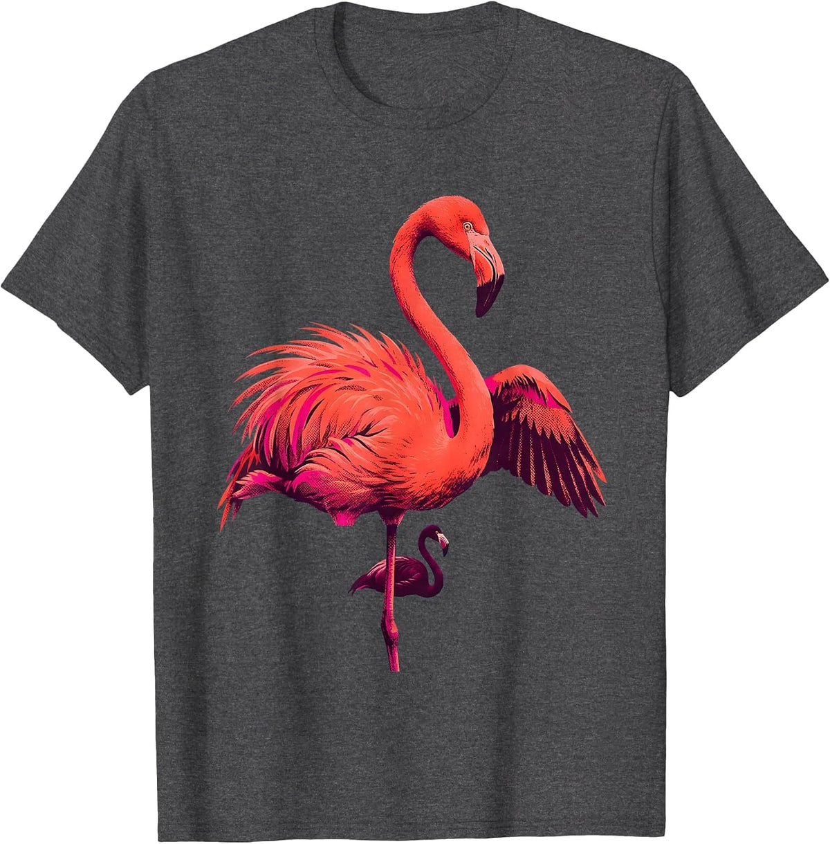 Oversized Flamingo Funny Animal Humor Bird Lover T-Shirt - Dark Heather Grey