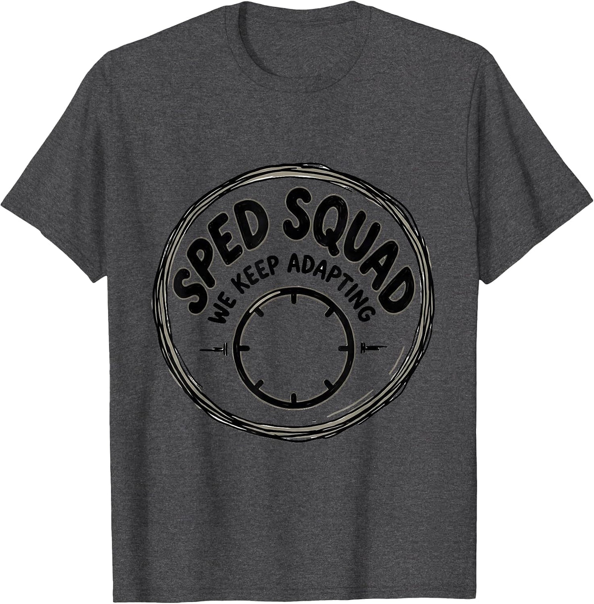 Men's SPED Squad We Keep Adapting Hand-Sketched Teacher T-Shirt - Dark Heather Grey