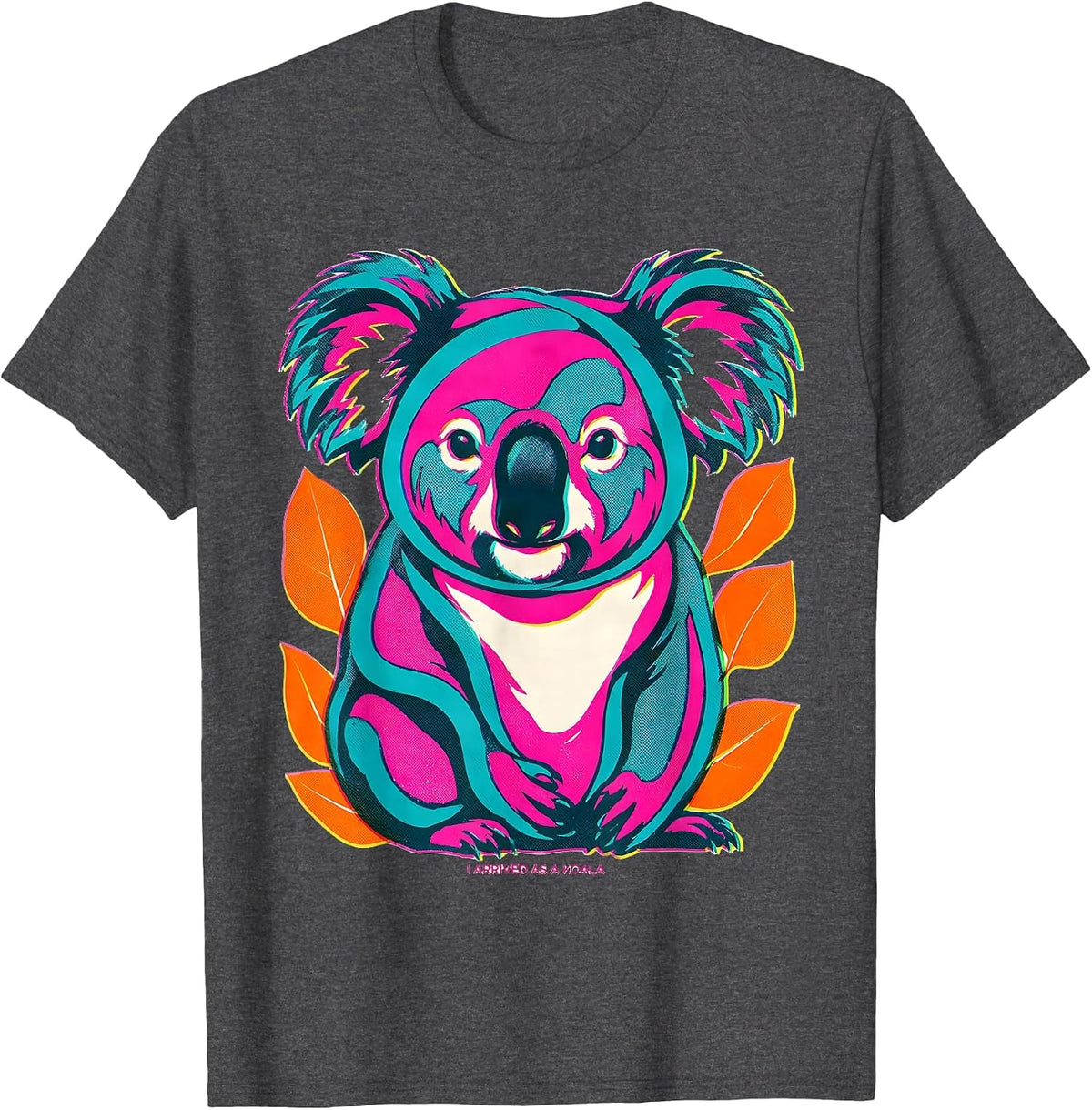 Men's I Arrived As A Koala Risograph Funny Koala Costume Novelty T-Shirt - Dark Heather Grey