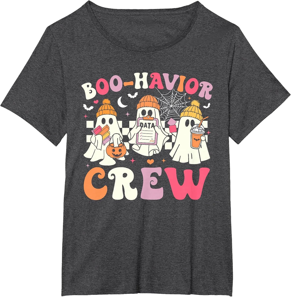 Retro Boo-Havior Crew Behavior Analyst Halloween ABA RBT T-Shirt - Dark Heather Grey