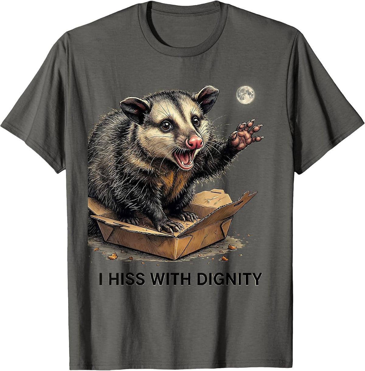 Men's I Hiss With Dignity Funny Opossum Meme Possum Lover T-Shirt - Asphalt Grey
