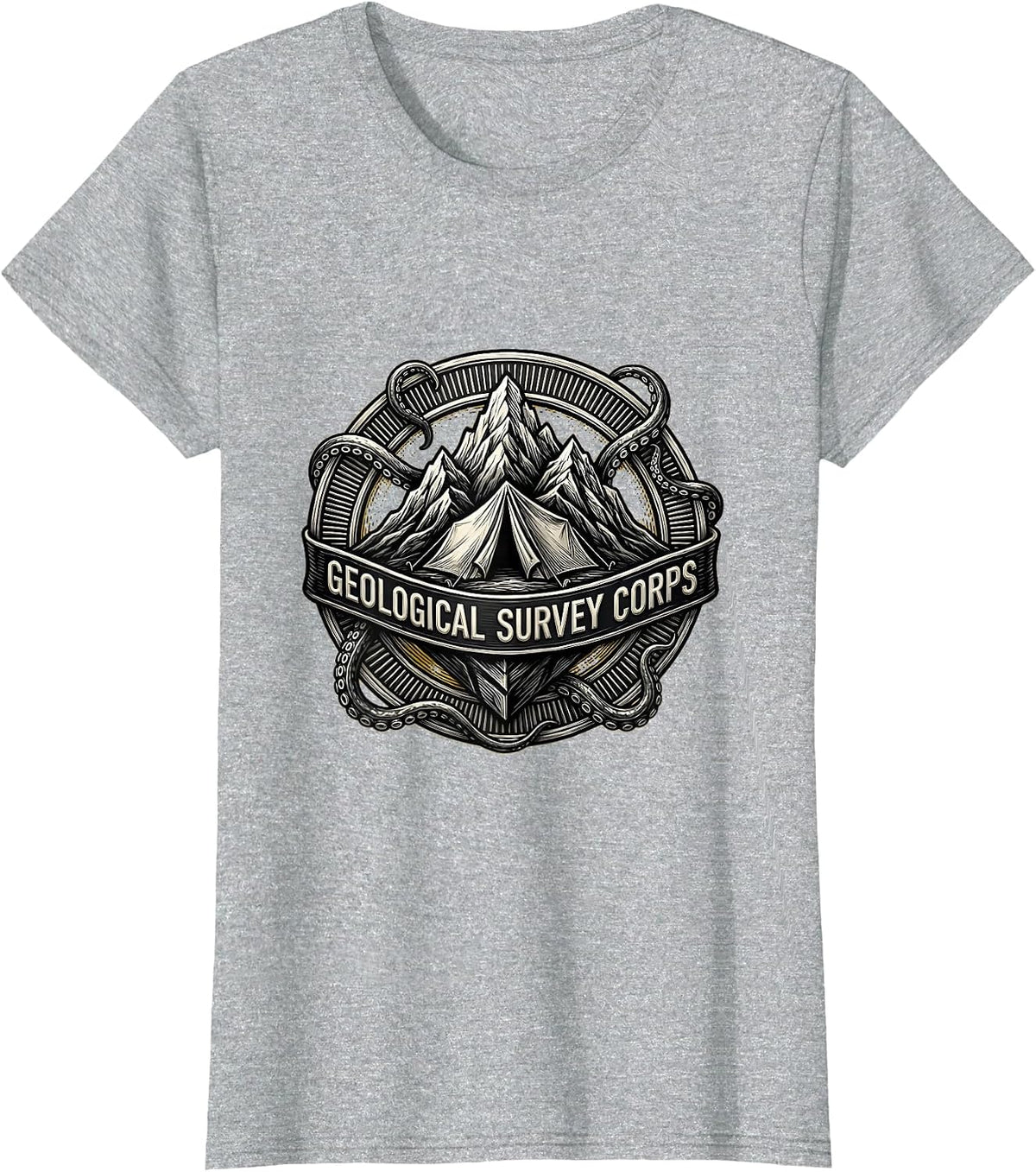 Geological Survey Corps Funny Lovecraft Cosmic Horror Fan T-Shirt - Heather Grey