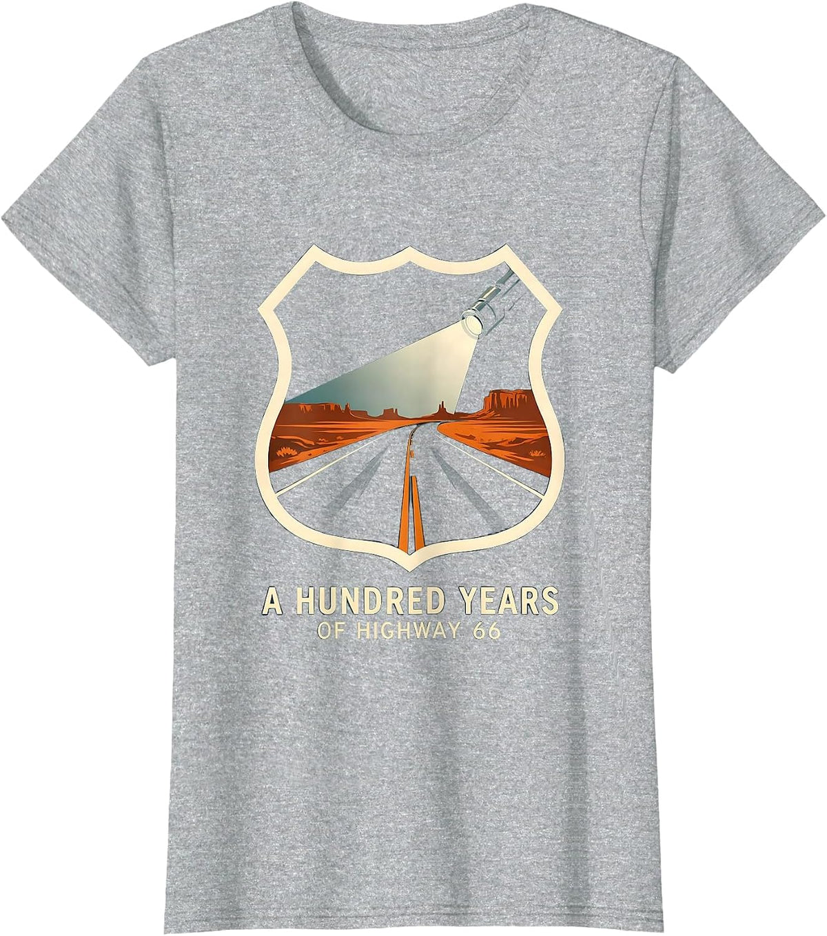 A Hundred Years Of Highway 66 Vintage Centennial Souvenir T-Shirt - Heather Grey