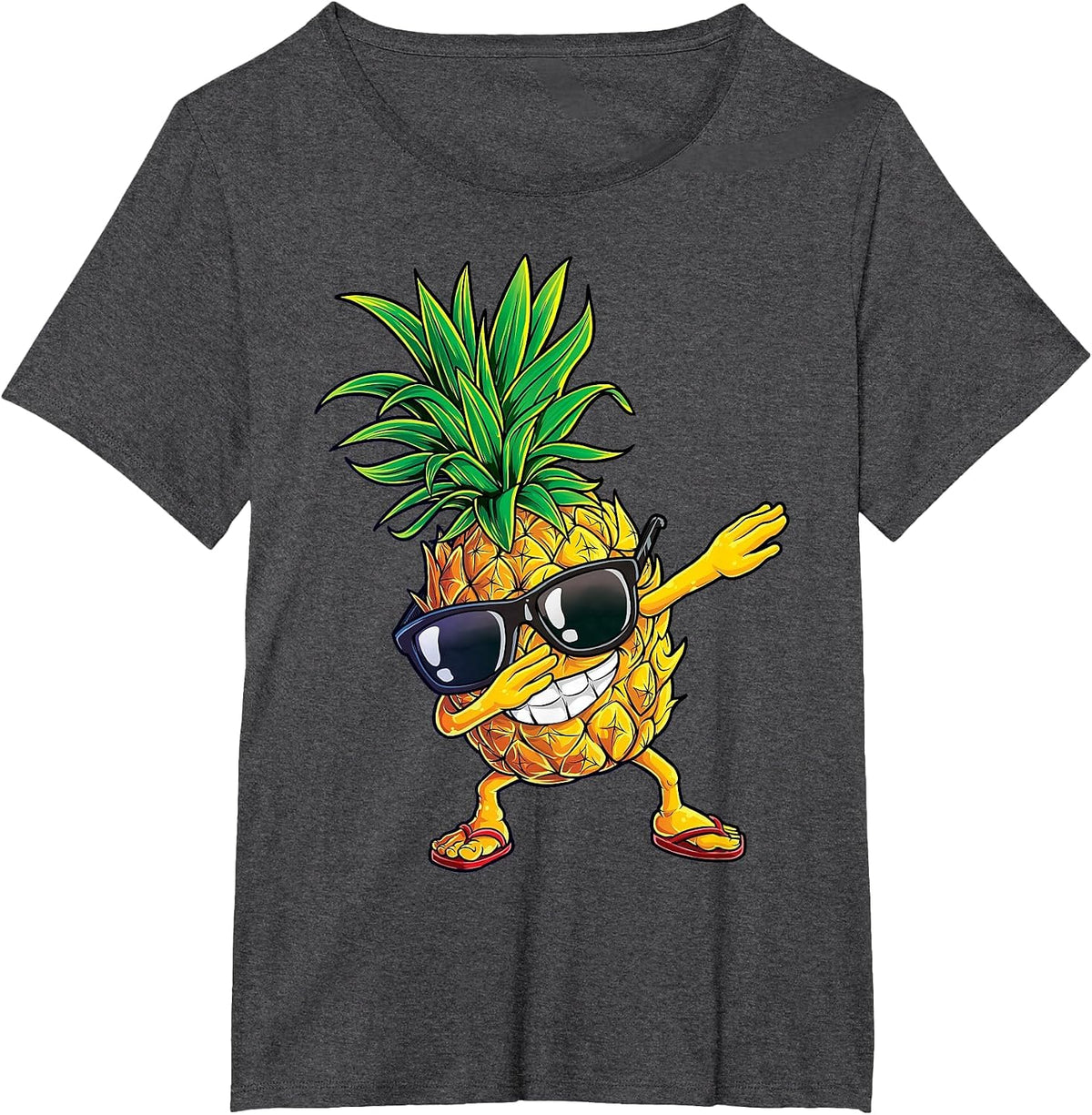 Dabbing Pineapple Sunglasses Aloha Beaches Hawaii Hawaiian T-Shirt - Dark Heather Grey