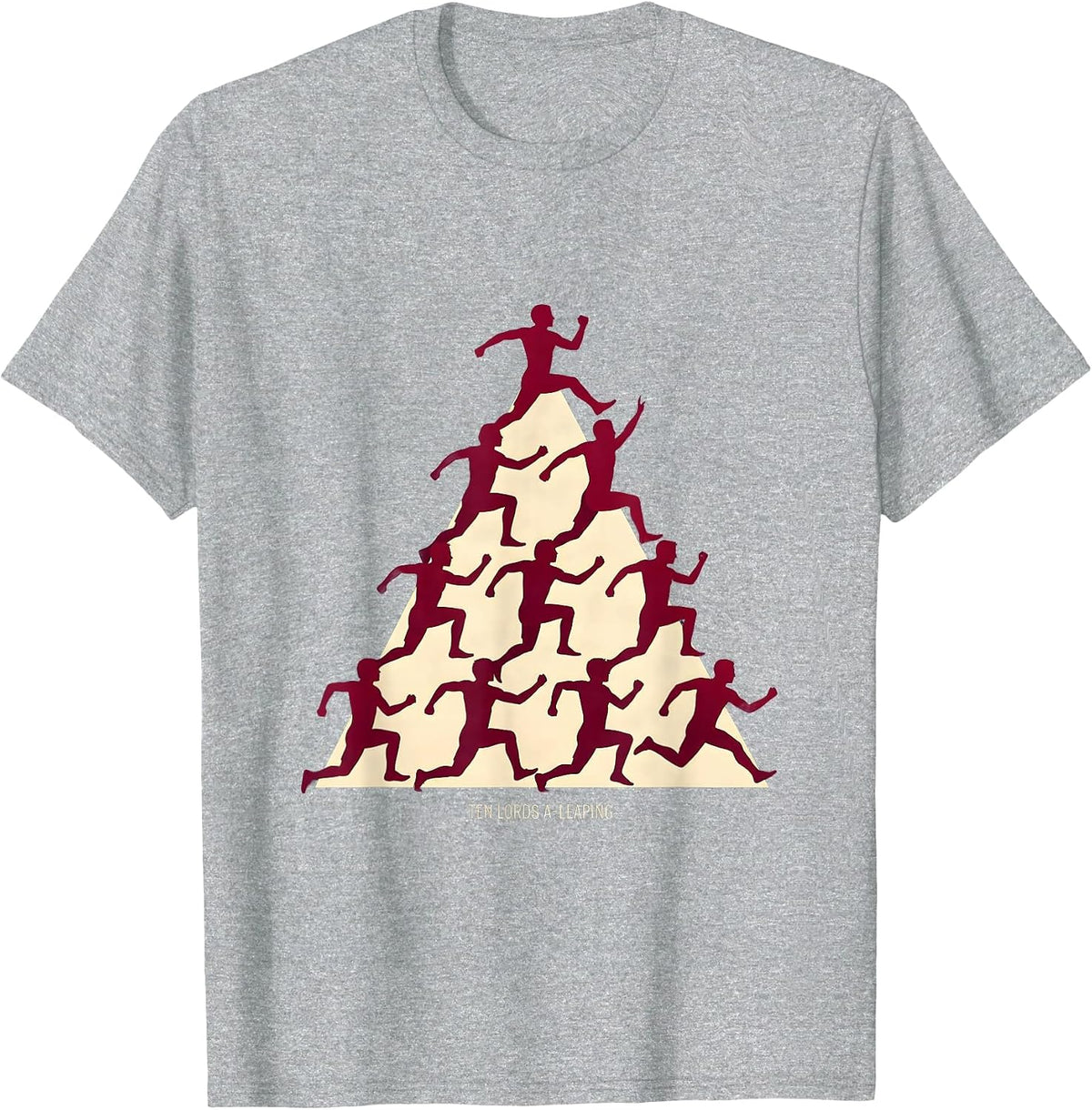 Men's Ten Lords A-Leaping Classic Christmas Carol Twelve Days T-Shirt - Heather Grey