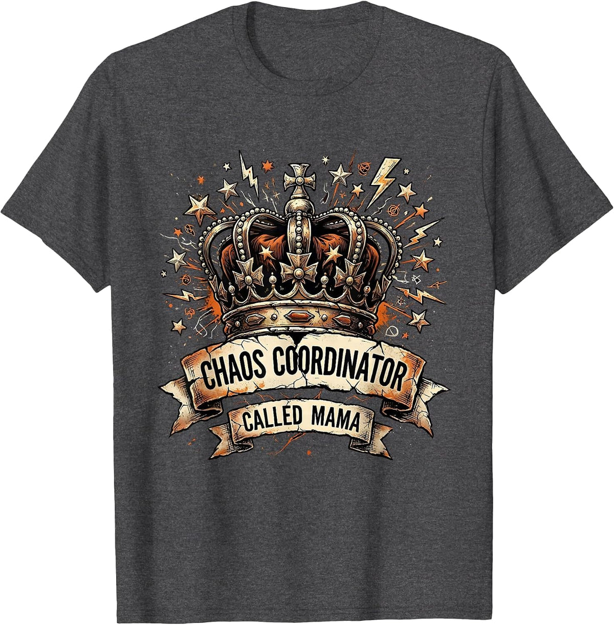 Chaos Coordinator Called Mama Funny Mom Design T-Shirt - Dark Heather Grey