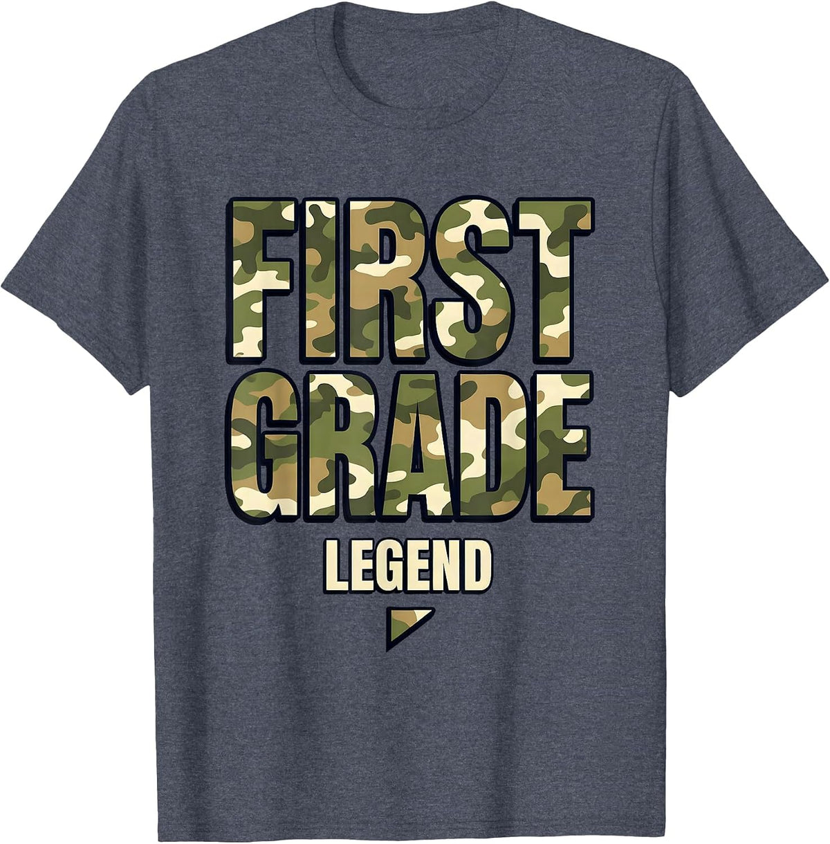 First Grade Legend Camo Back To School Boys Teachers First T-Shirt - Heather Blue
