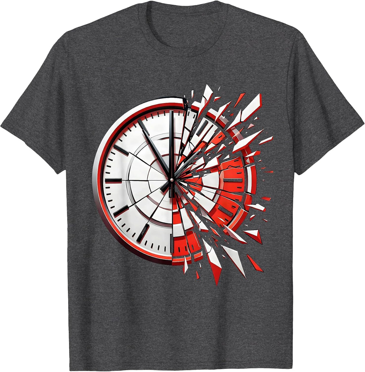 Men's Frozen at Midnight Clock Graphic Design T-Shirt - Dark Heather Grey