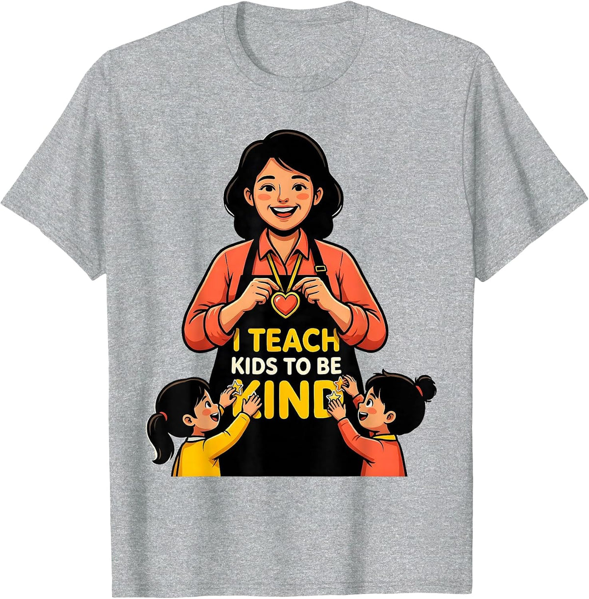 Men's I Teach Kids To Be Kind Funny Teacher Appreciation Gift T-Shirt - Heather Grey