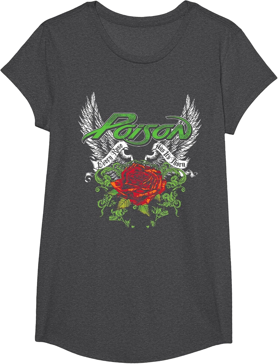 Poison - Thorns & Wings T-Shirt - Girls Dark Heather Grey