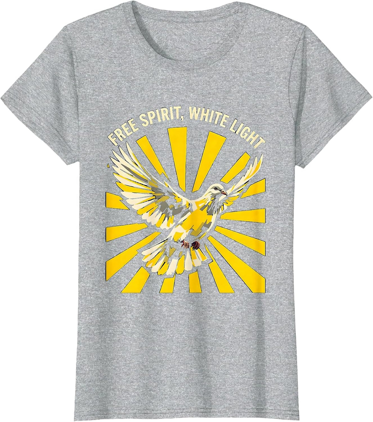 Free Spirit White Light Freedom Graphic Design T-Shirt - Heather Grey