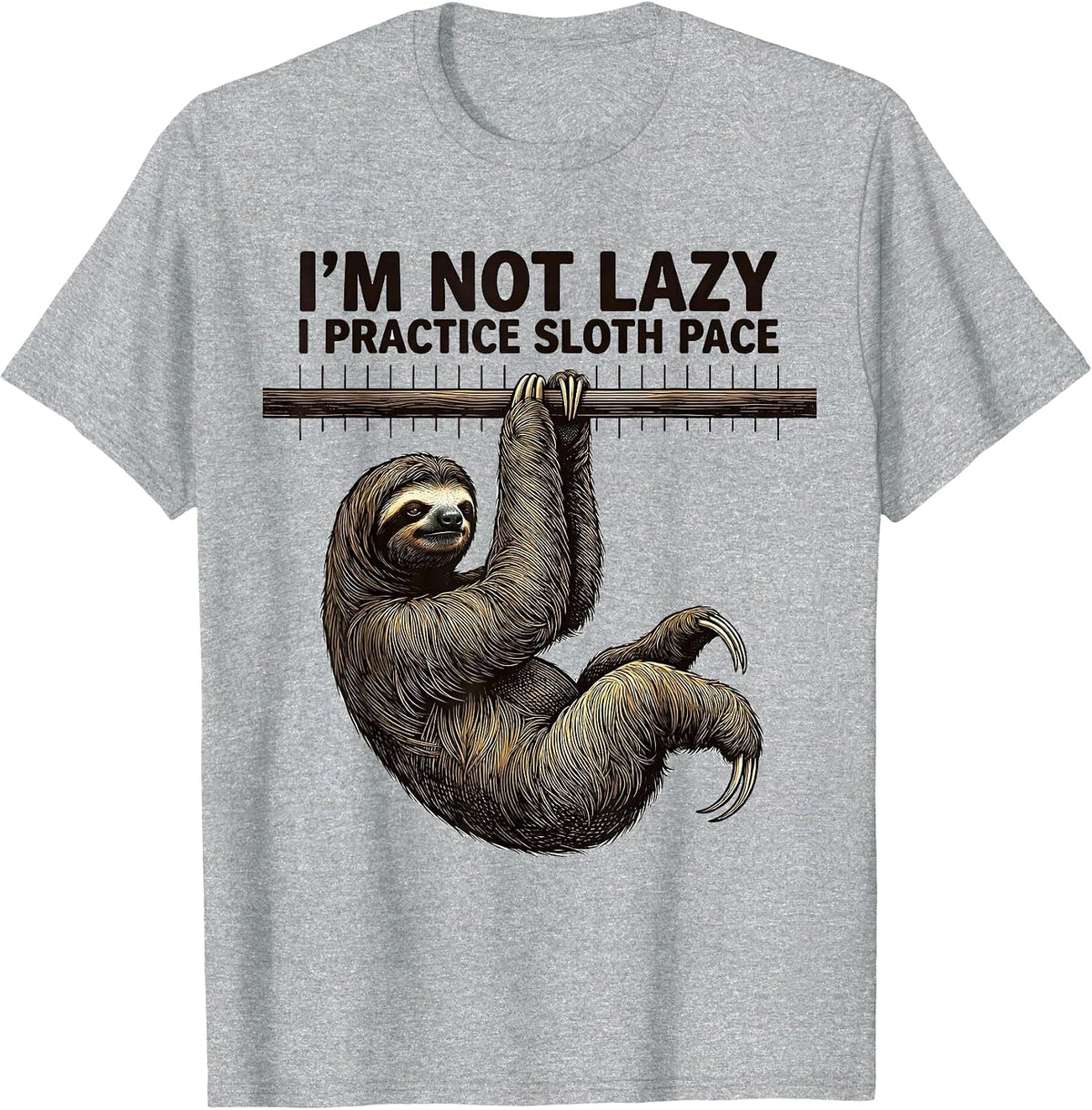 Men's I'm Not Lazy, I Practice Sloth Pace Funny Sloth Lover Animal T-Shirt - Heather Grey