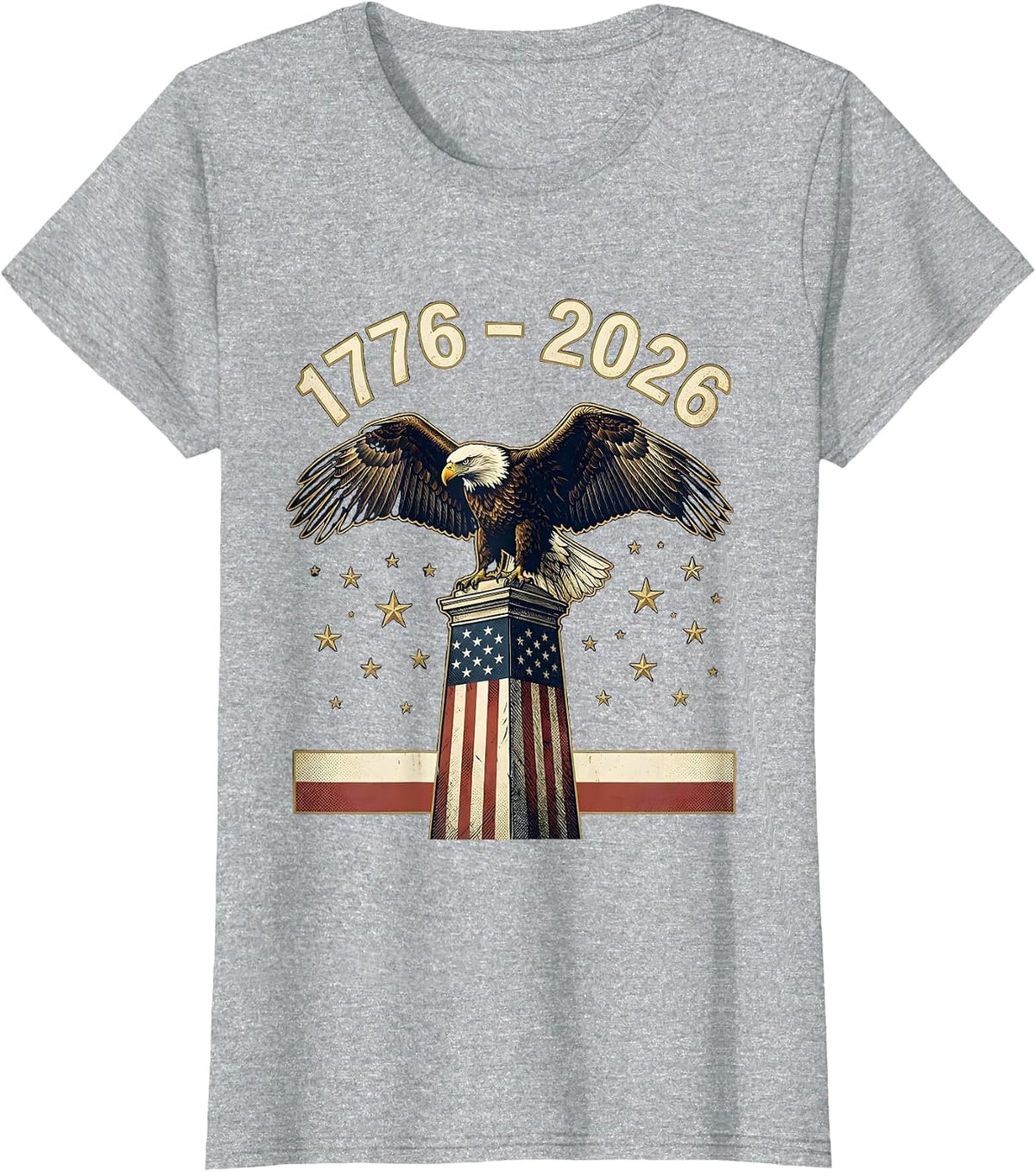 Women's 1776 – 2026 Vintage Patriotic Eagle Flag 250th Anniversary T-Shirt - Heather Grey