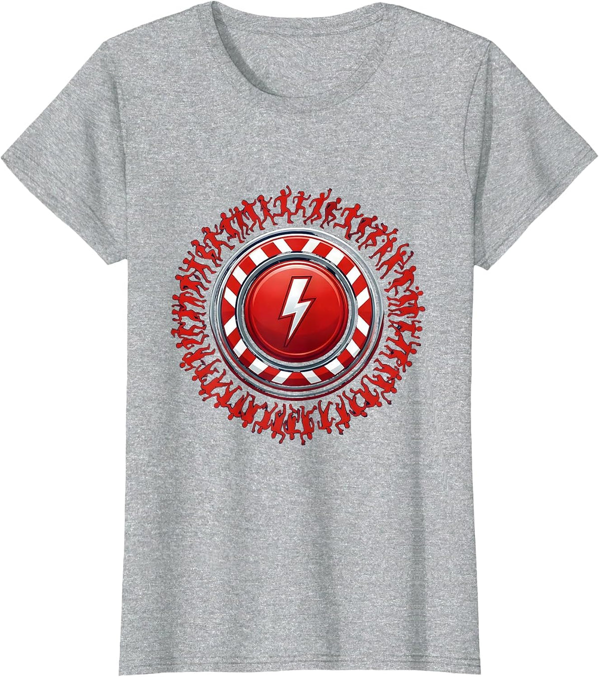 Chaos Coordinator Emergency Button Graphic Tee T-Shirt - Heather Grey