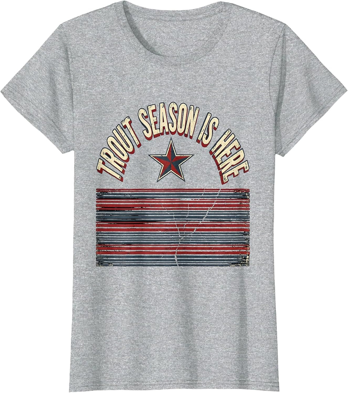 Trout Season Is Here Fishing Design T-Shirt - Heather Grey