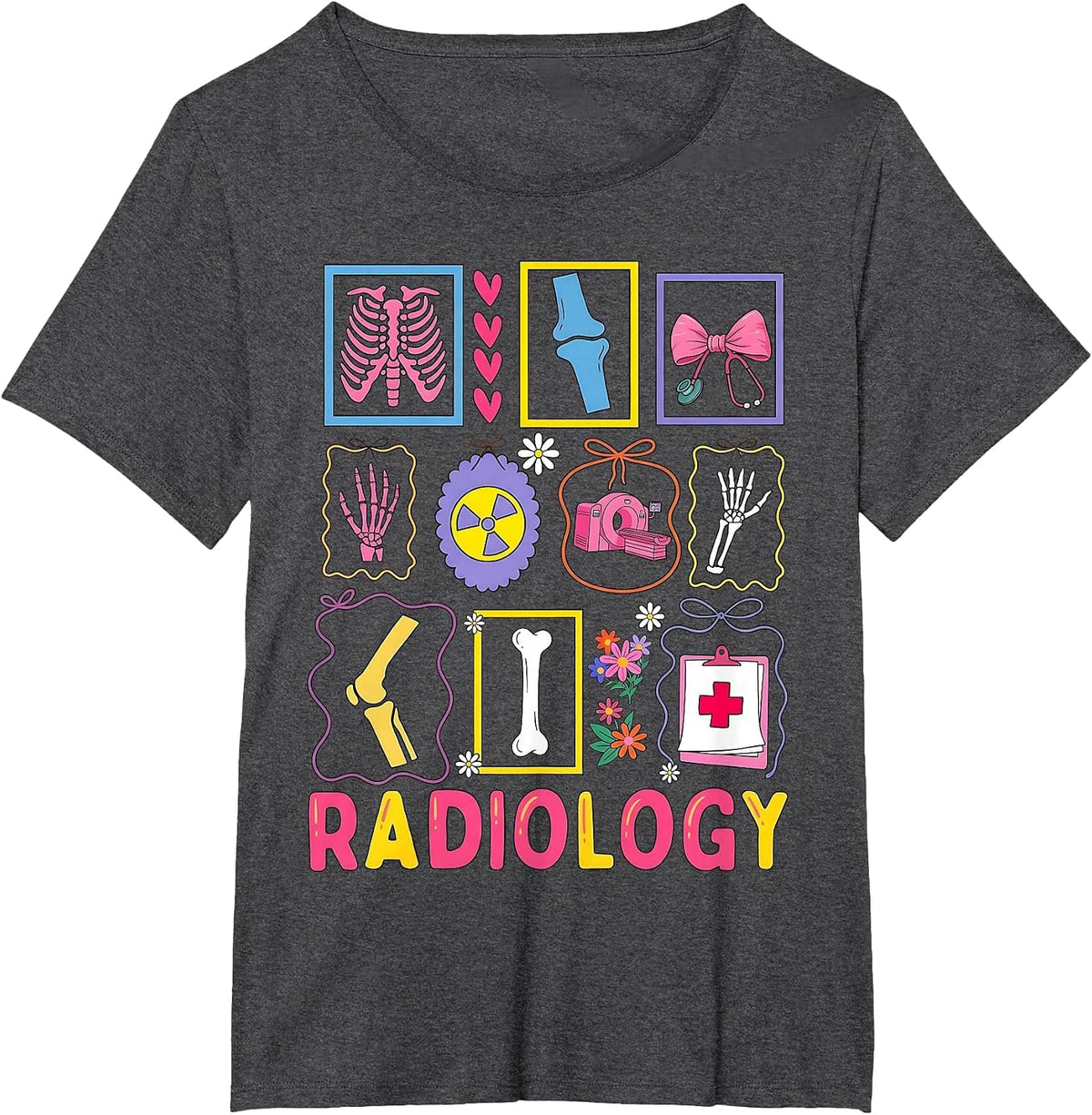 Retro Radiology Xray Tech Cute Rad Tech Healthcare Men Women T-Shirt - Dark Heather Grey