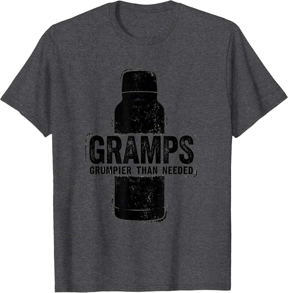 Men's Gramps — Grumpier Than Needed Funny Grumpy Grandpa Christmas T-Shirt - Dark Heather Grey