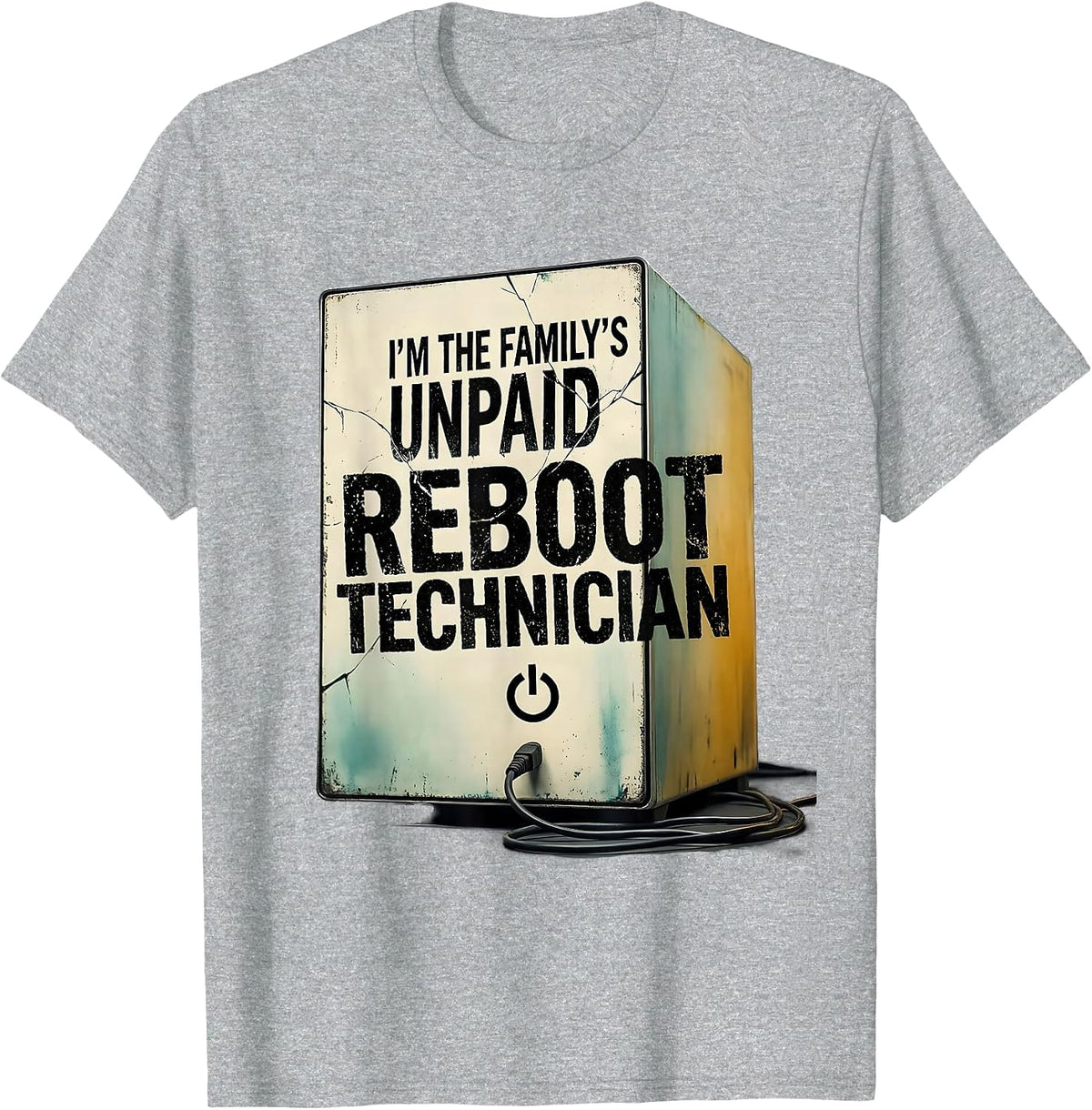 Men's I'm The Family's Unpaid Reboot Technician Funny Tech Support T-Shirt - Heather Grey