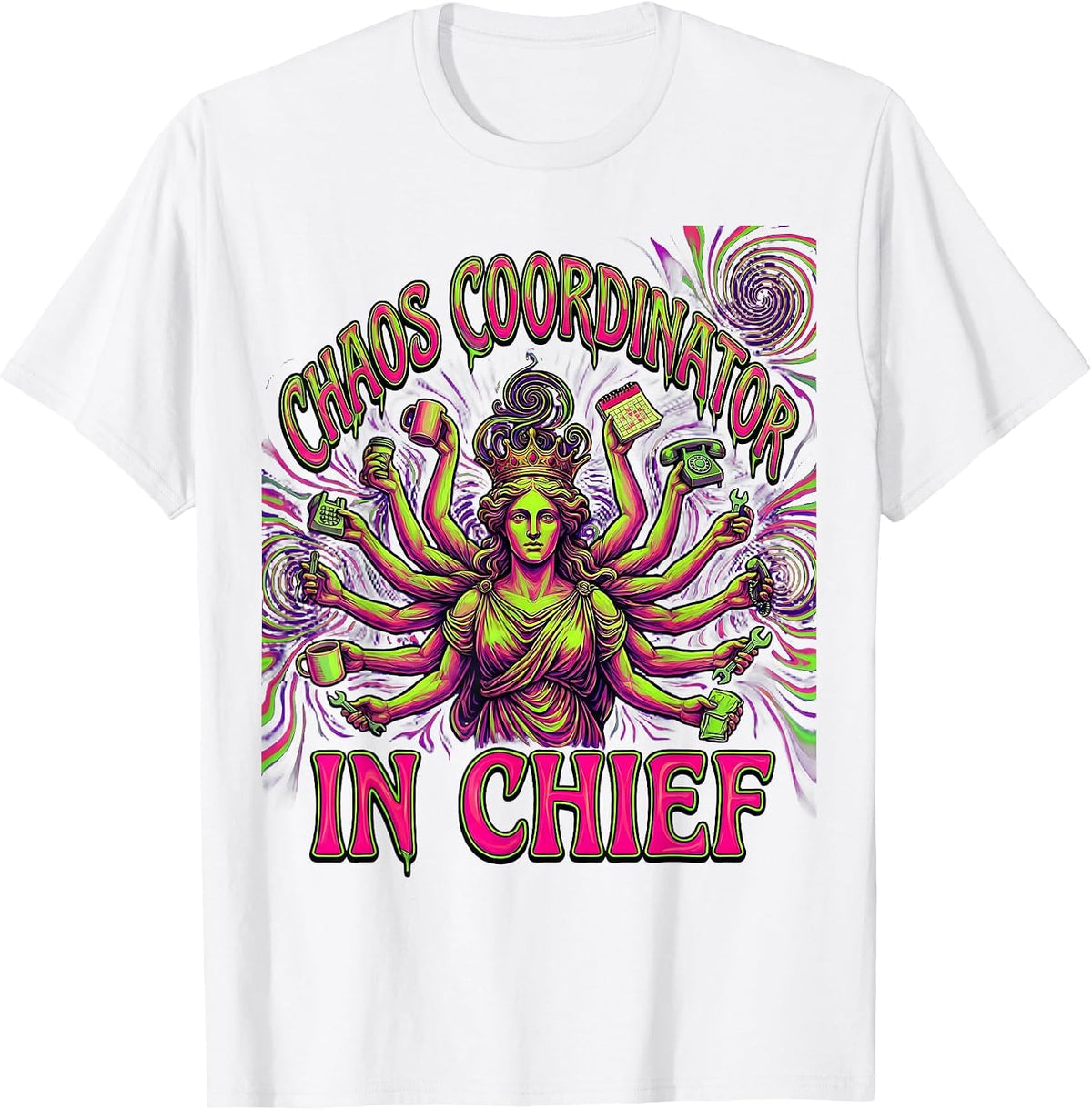 Men's Chaos Coordinator In Chief Mom Graphic Design T-Shirt - White