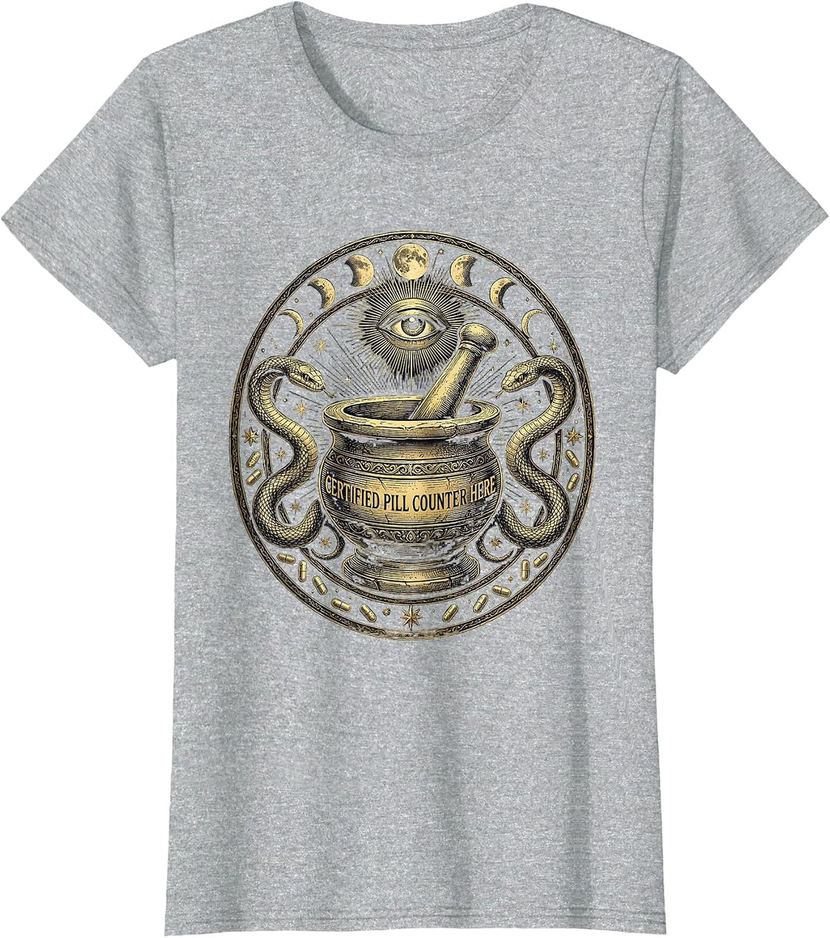 Women's Certified Pill Counter Pharmacy Technician Design T-Shirt - Heather Grey